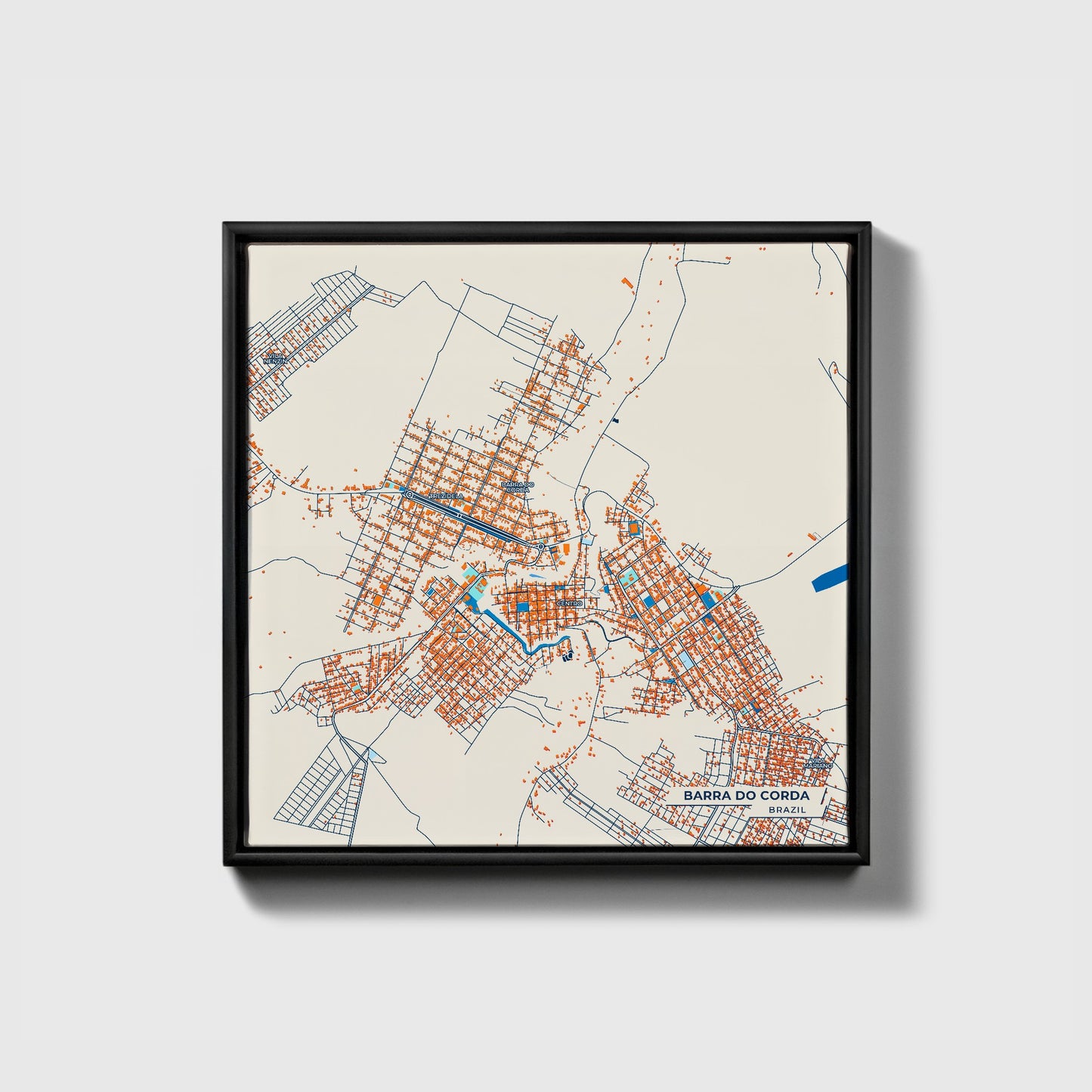 Barra Do Corda Brazil Colorful City Map Canvas Print • Black Framed