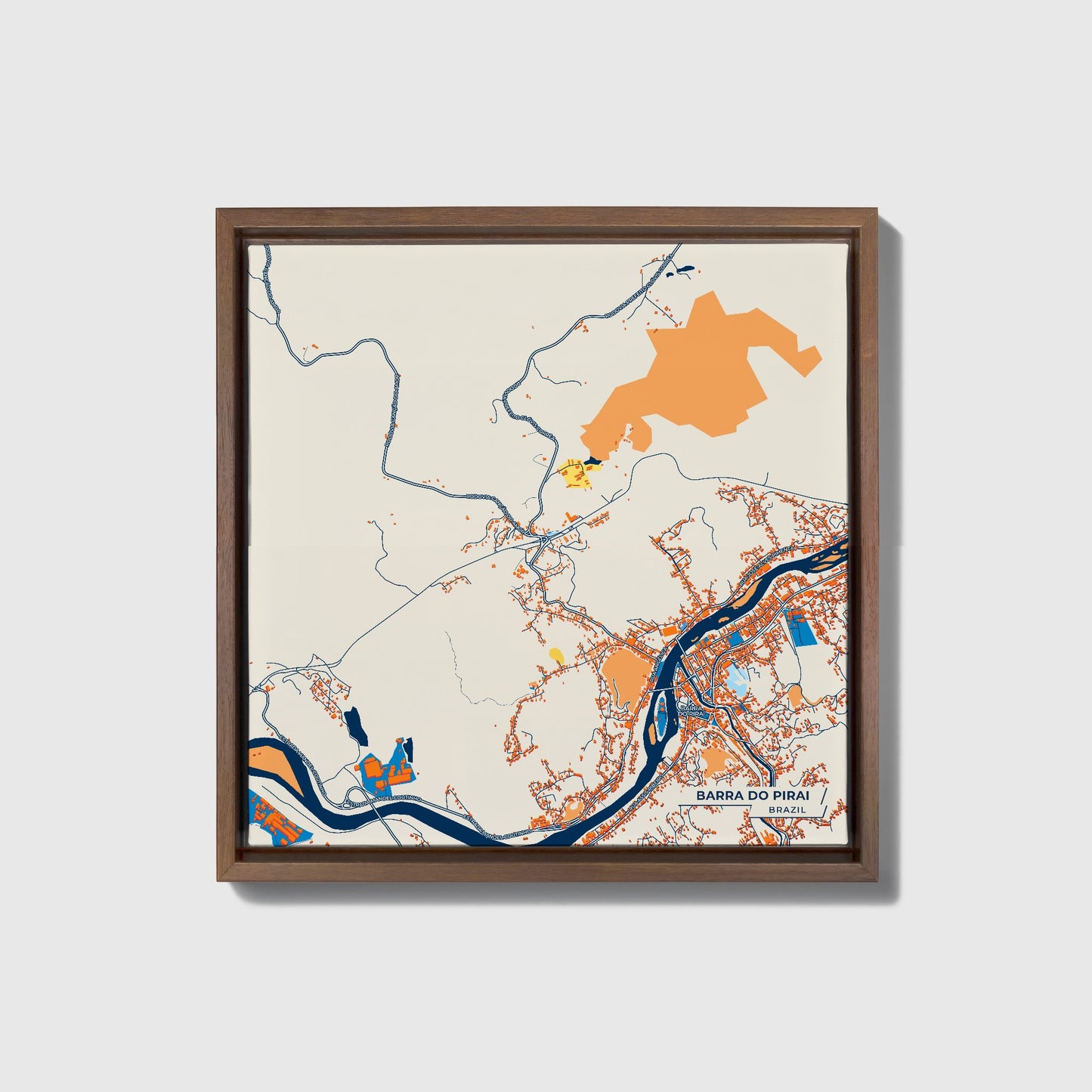 Barra Do Pirai Brazil Colorful City Map Canvas Print • Dark Wooden Framed