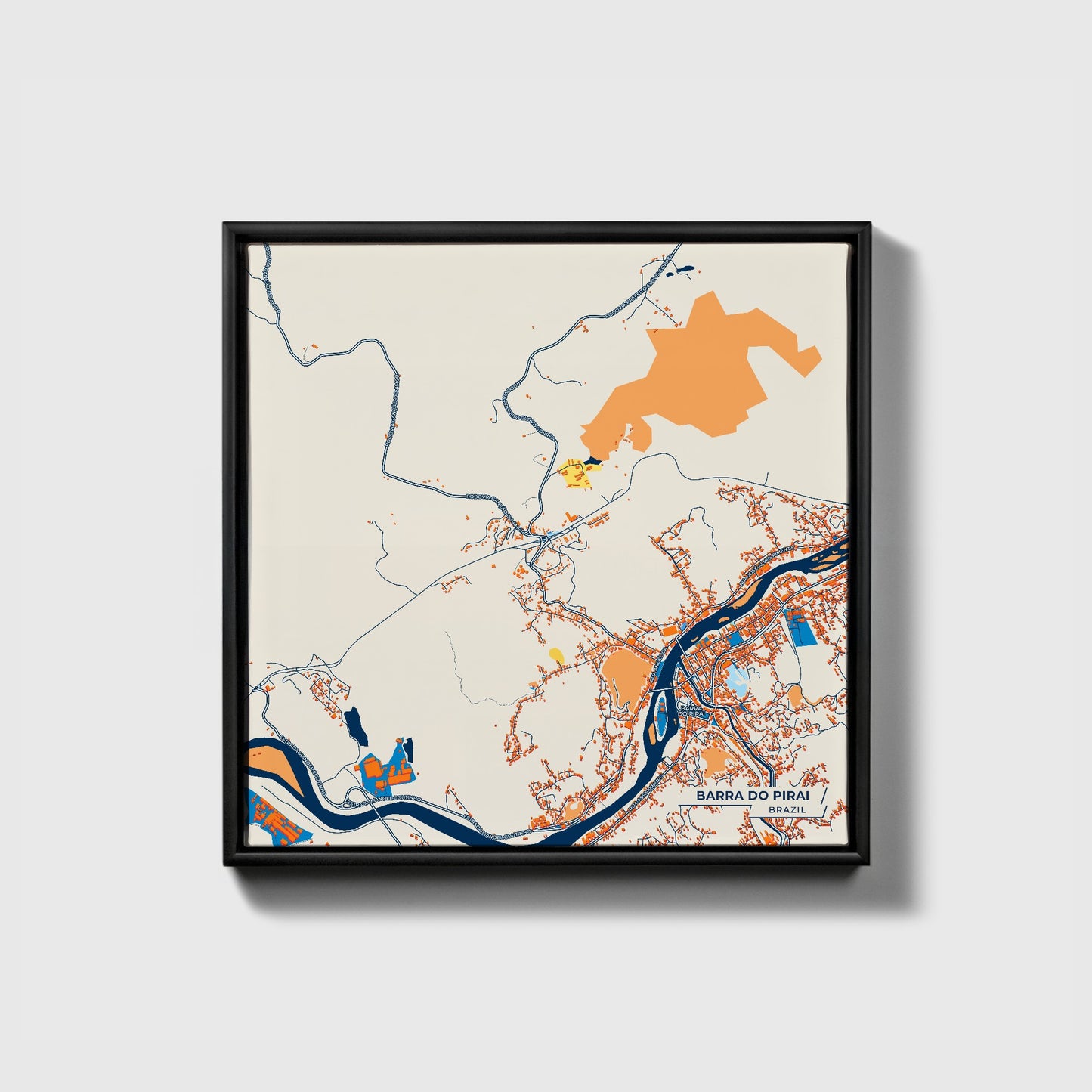 Barra Do Pirai Brazil Colorful City Map Canvas Print • Black Framed