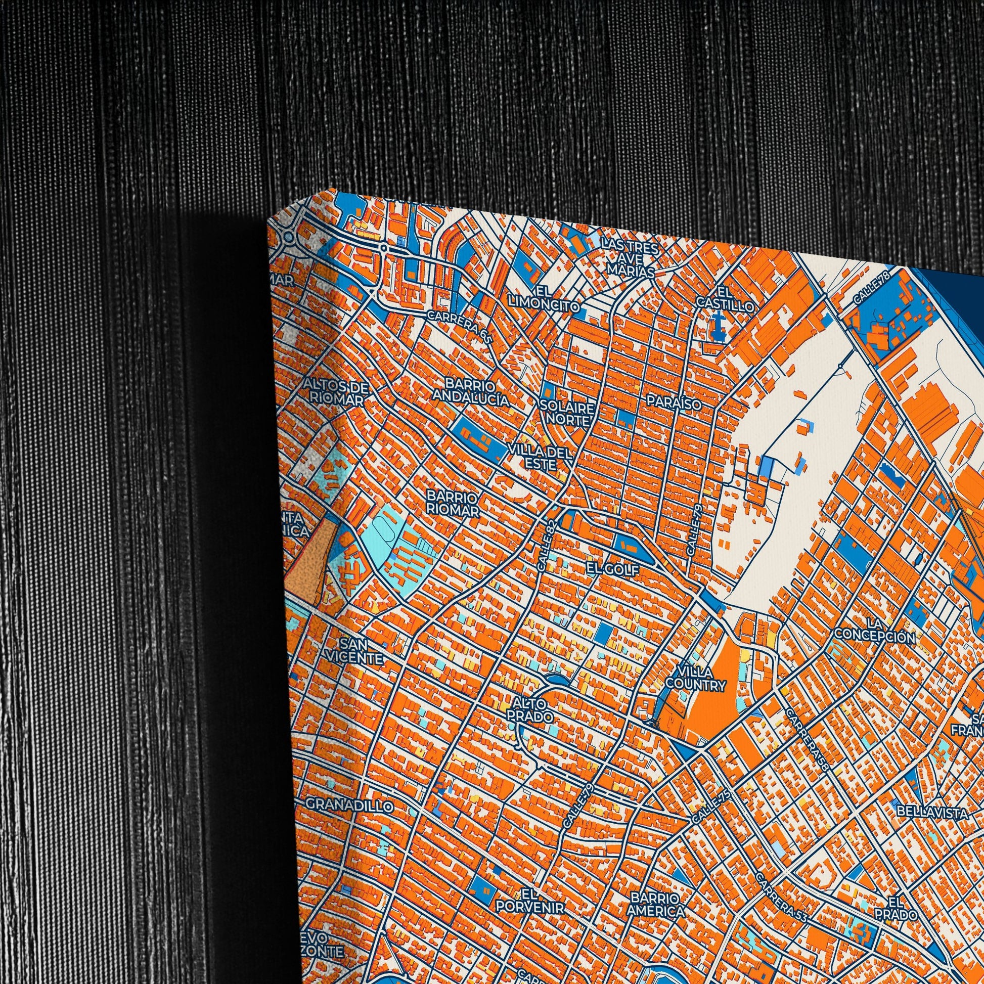 Barranquilla Colombia Colorful City Map Canvas Print Detail