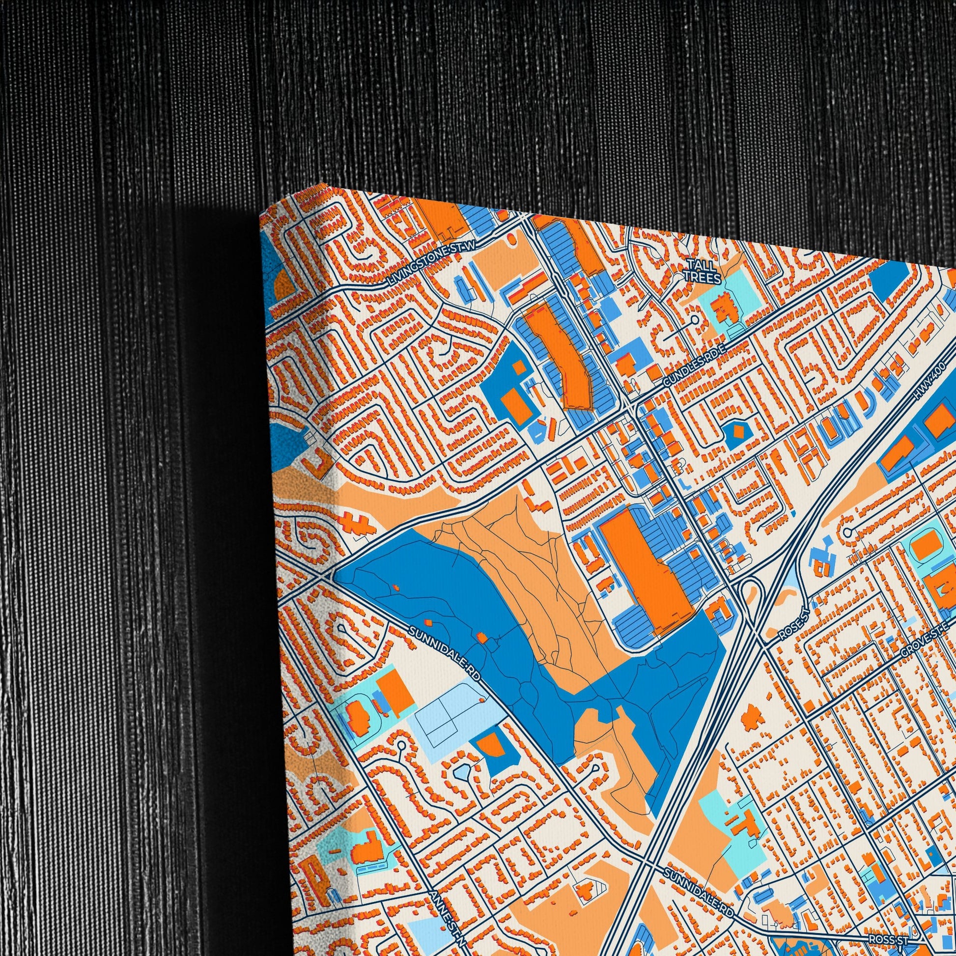 Barrie Canada Colorful City Map Canvas Print Detail