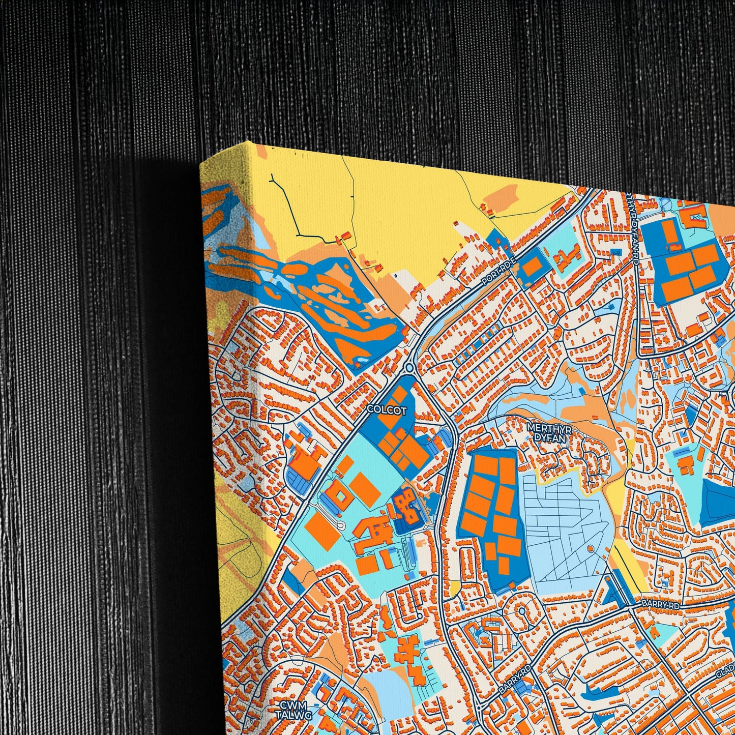 Barry Wales Colorful City Map Canvas Print Detail