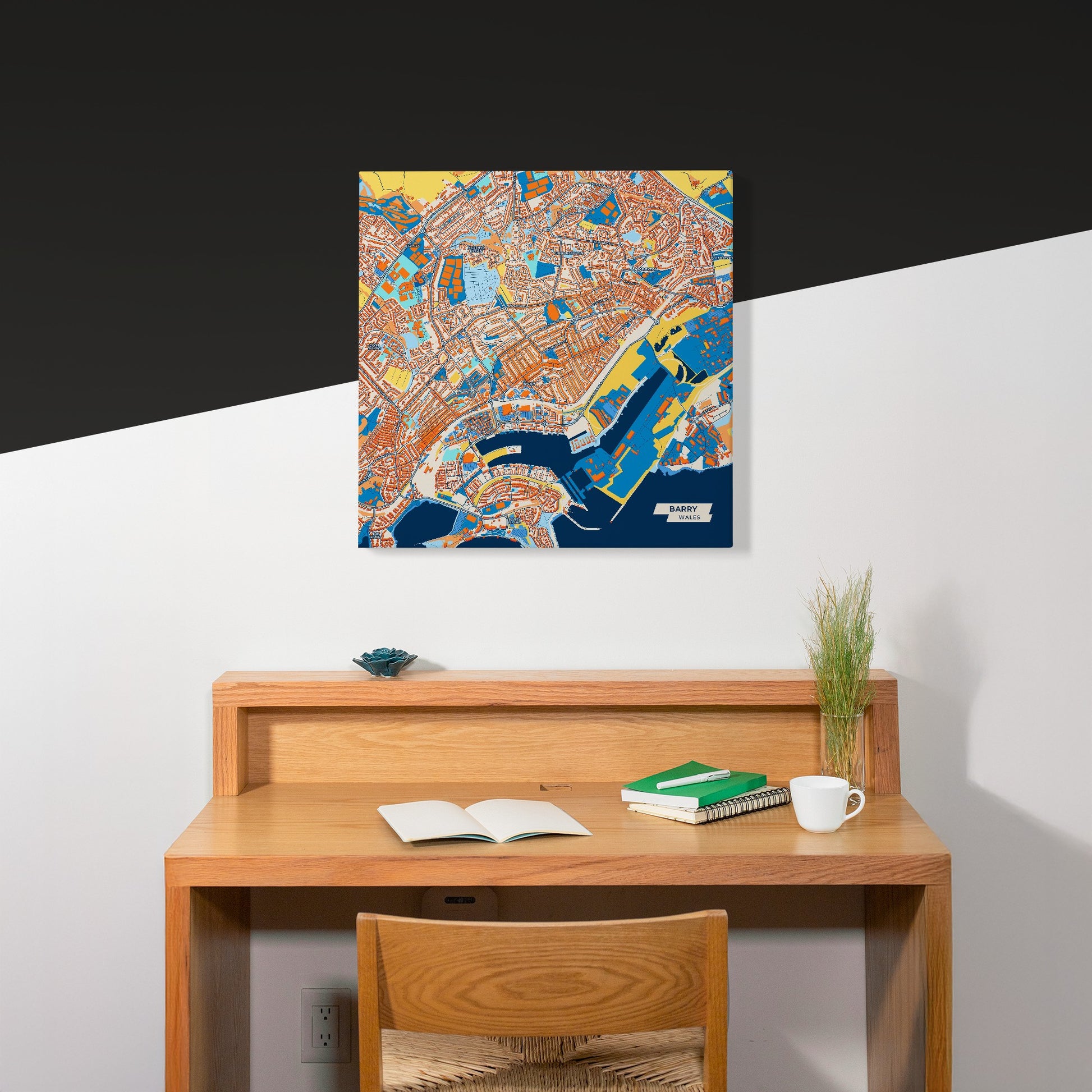 Barry Wales Colorful City Map Canvas Print Scene