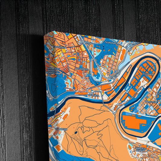 Basauri Spain Colorful City Map Canvas Print Detail