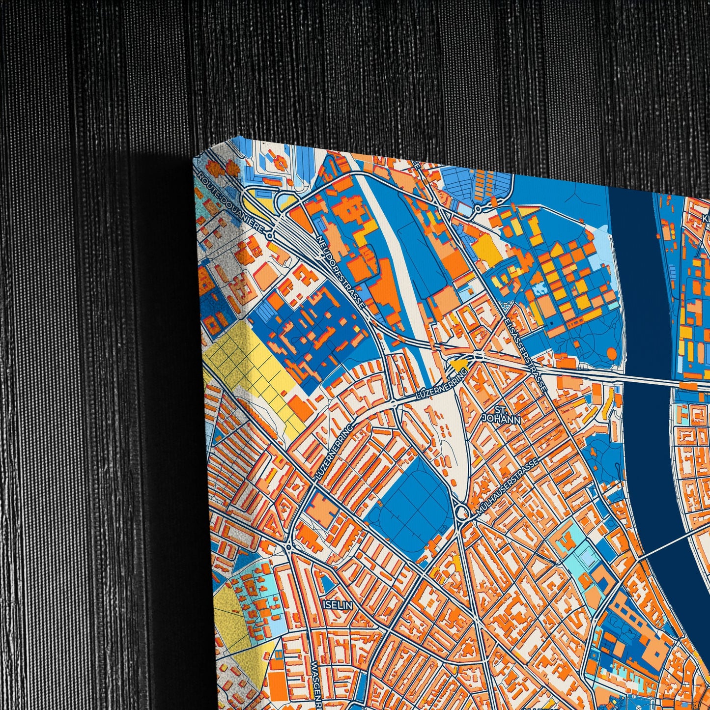 Basel Switzerland Colorful City Map Canvas Print Detail