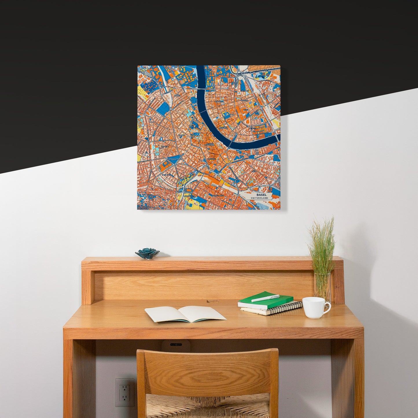 Basel Switzerland Colorful City Map Canvas Print Scene