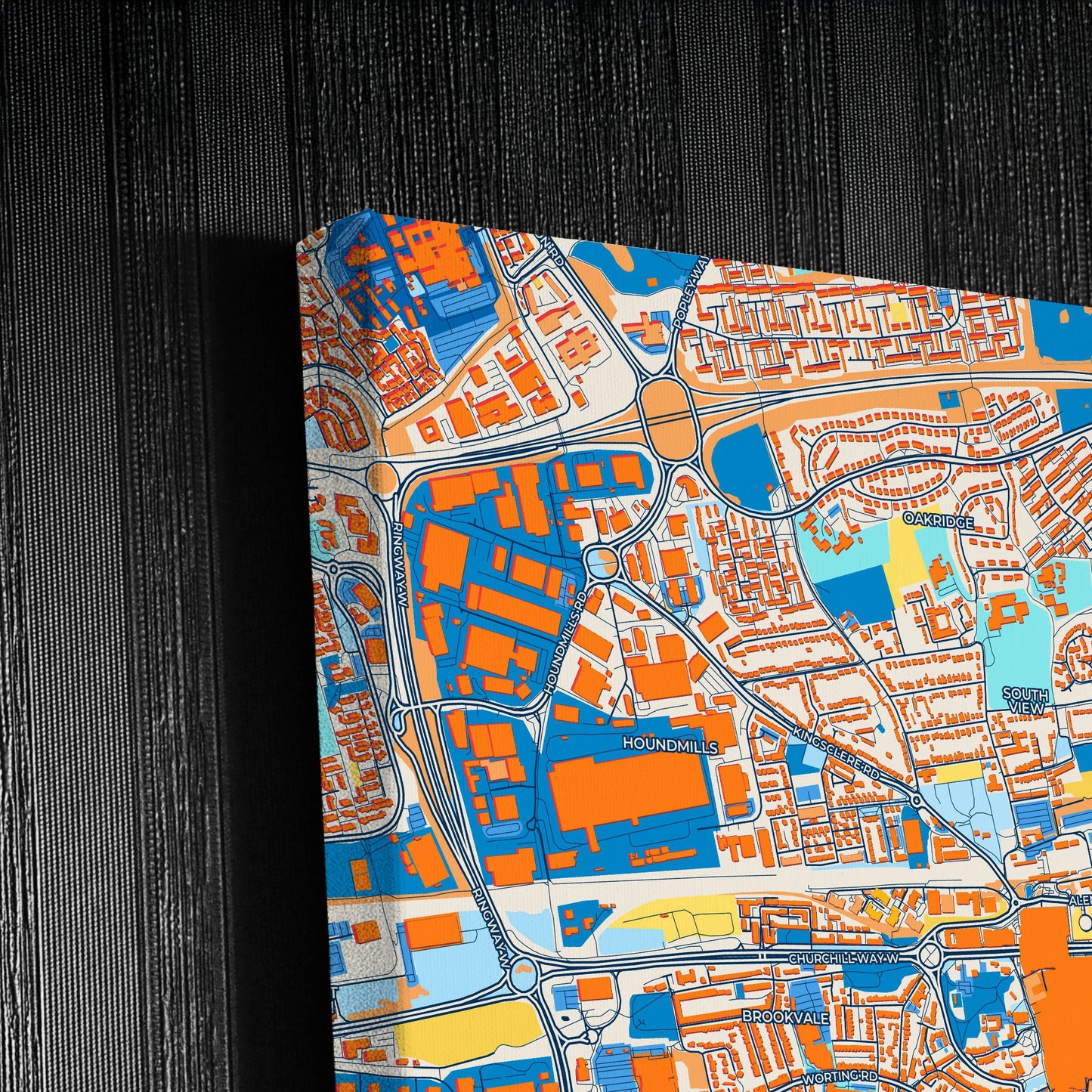 Basingstoke England Colorful City Map Canvas Print Detail