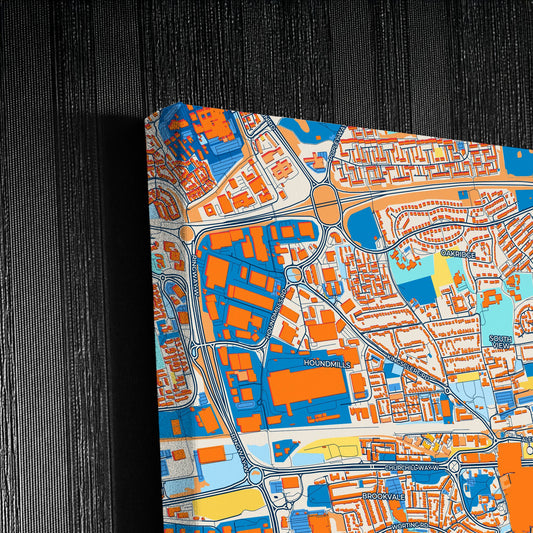 Basingstoke England Colorful City Map Canvas Print Detail