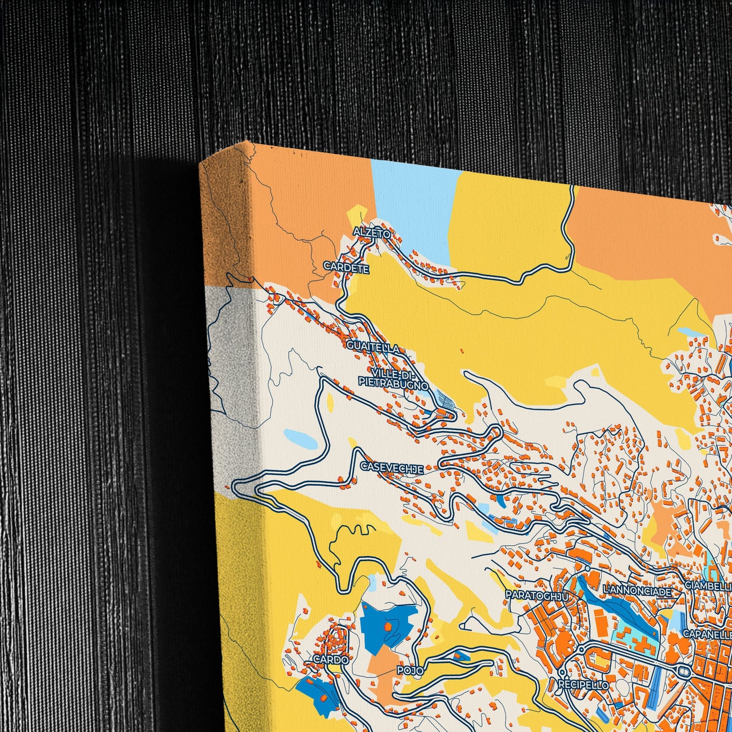 Bastia France Colorful City Map Canvas Print Detail