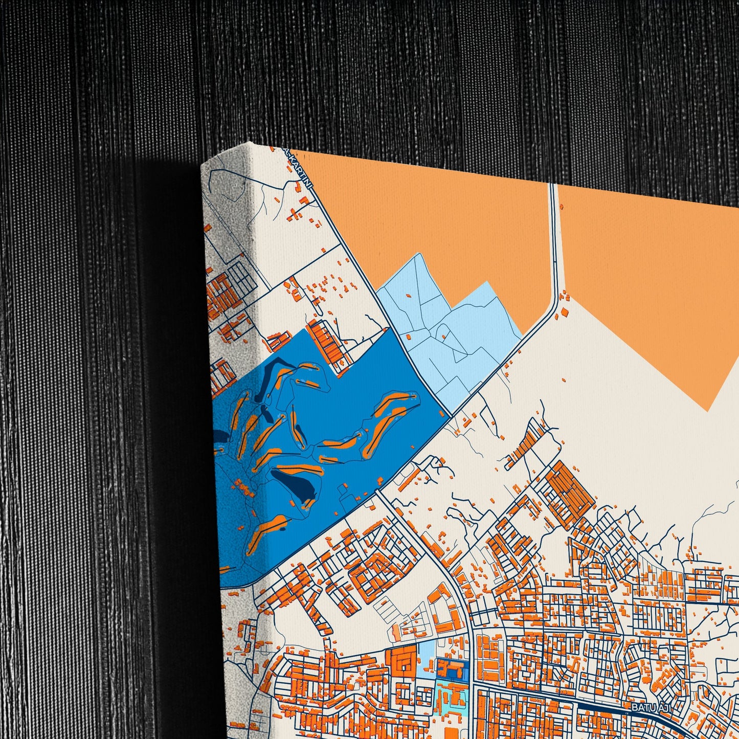 Batam Indonesia Colorful City Map Canvas Print Detail
