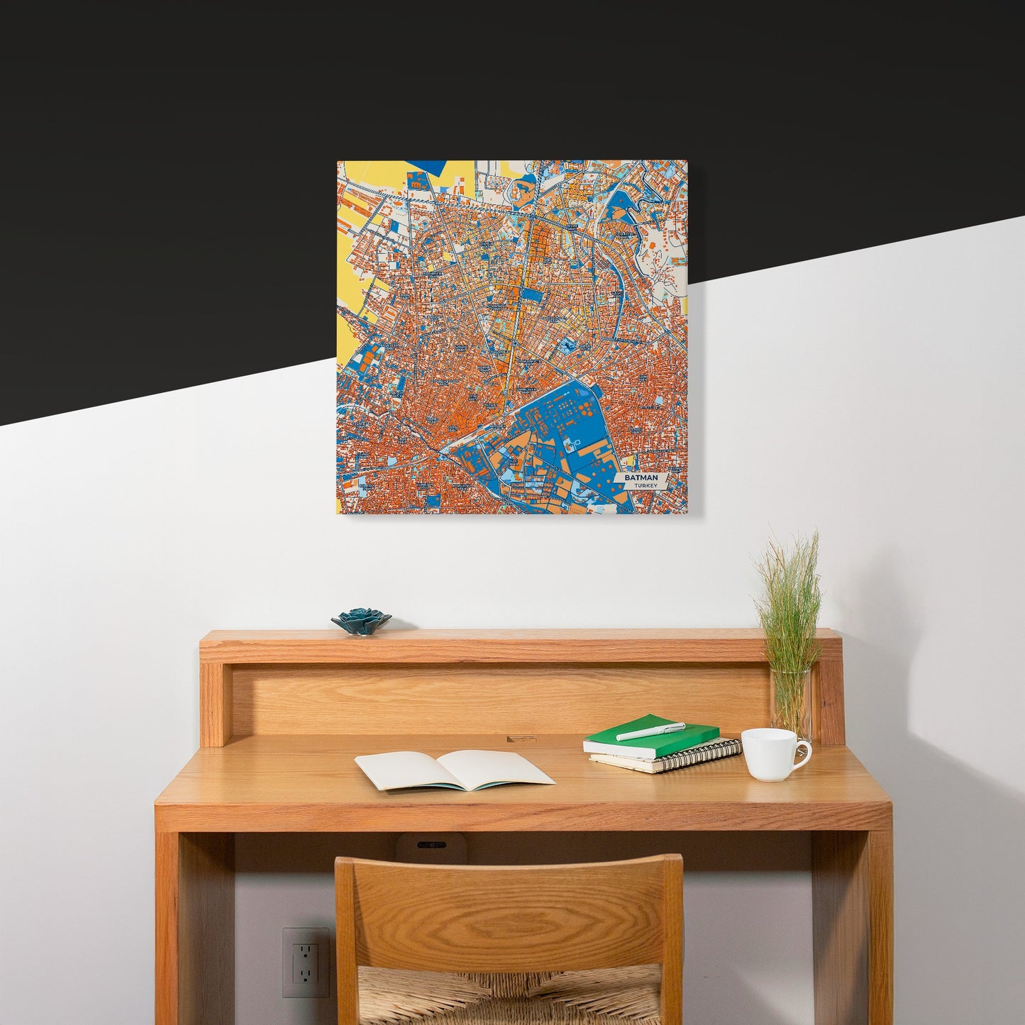 Yarasa Adam Turkey Colorful City Map Canvas Print Scene