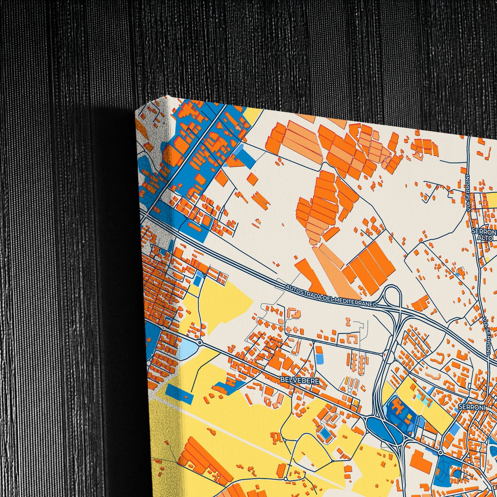 Battipaglia Italy Colorful City Map Canvas Print Detail