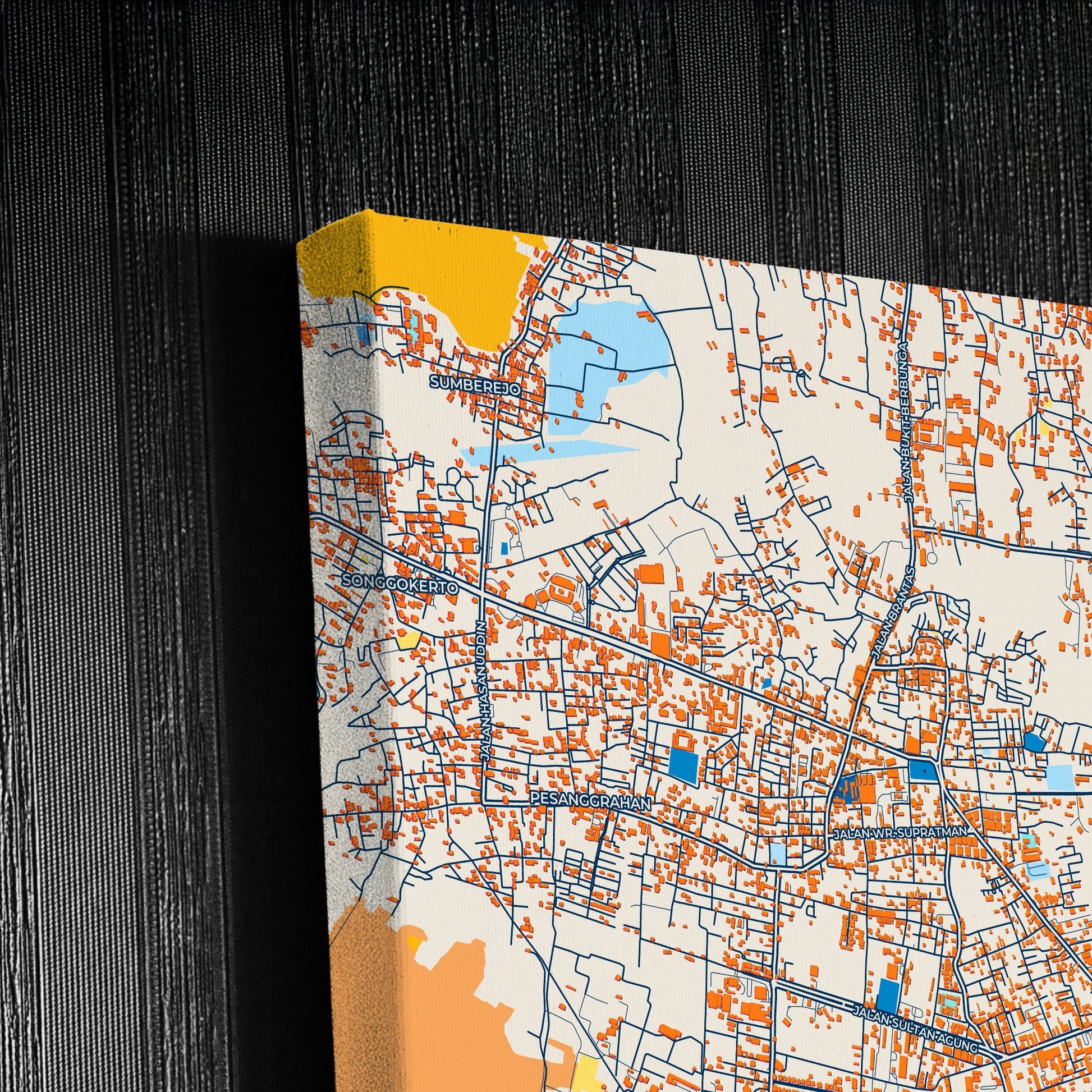 Batu Indonesia Colorful City Map Canvas Print Detail