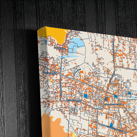 Batu Indonesia Colorful City Map Canvas Print Detail
