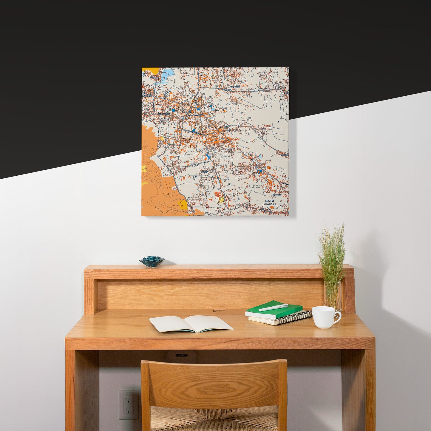 Batu Indonesia Colorful City Map Canvas Print Scene
