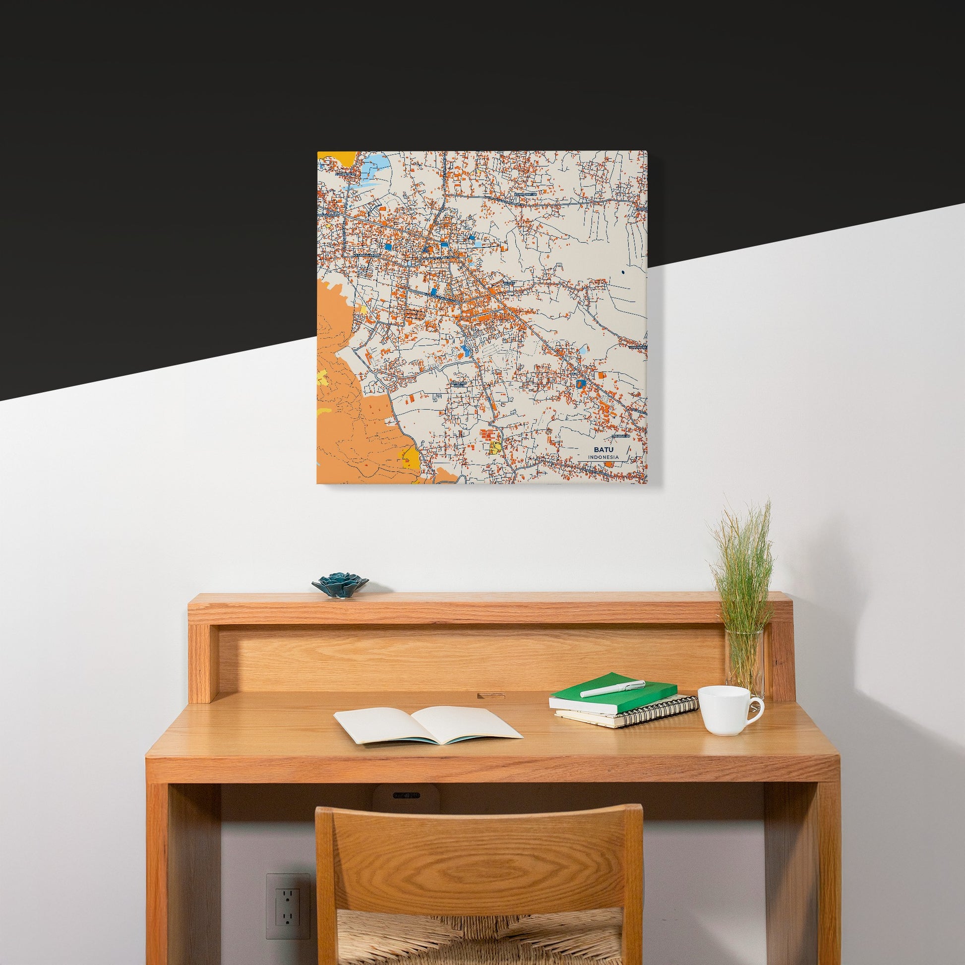 Batu Indonesia Colorful City Map Canvas Print Scene