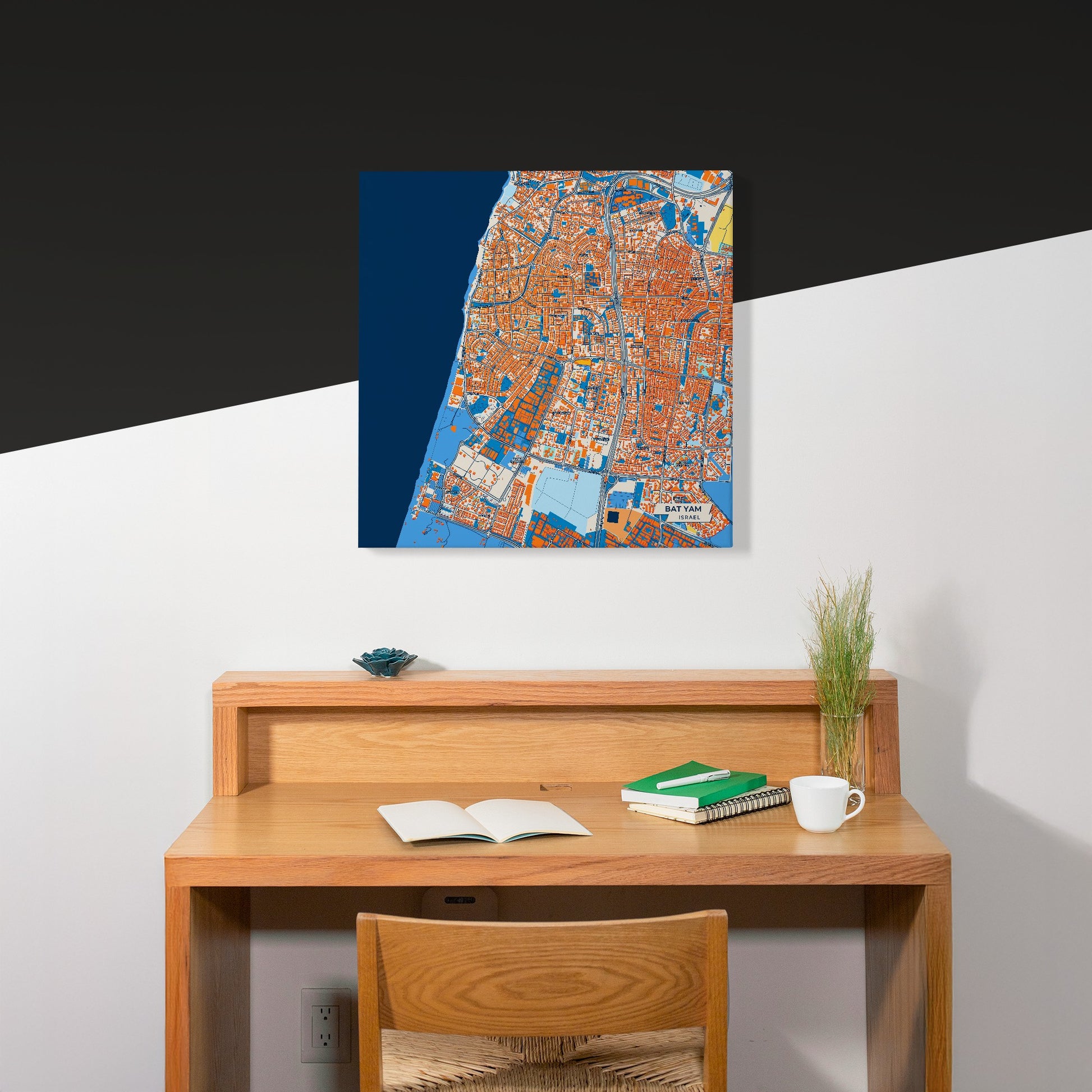 Bat Yam Israel Colorful City Map Canvas Print Scene