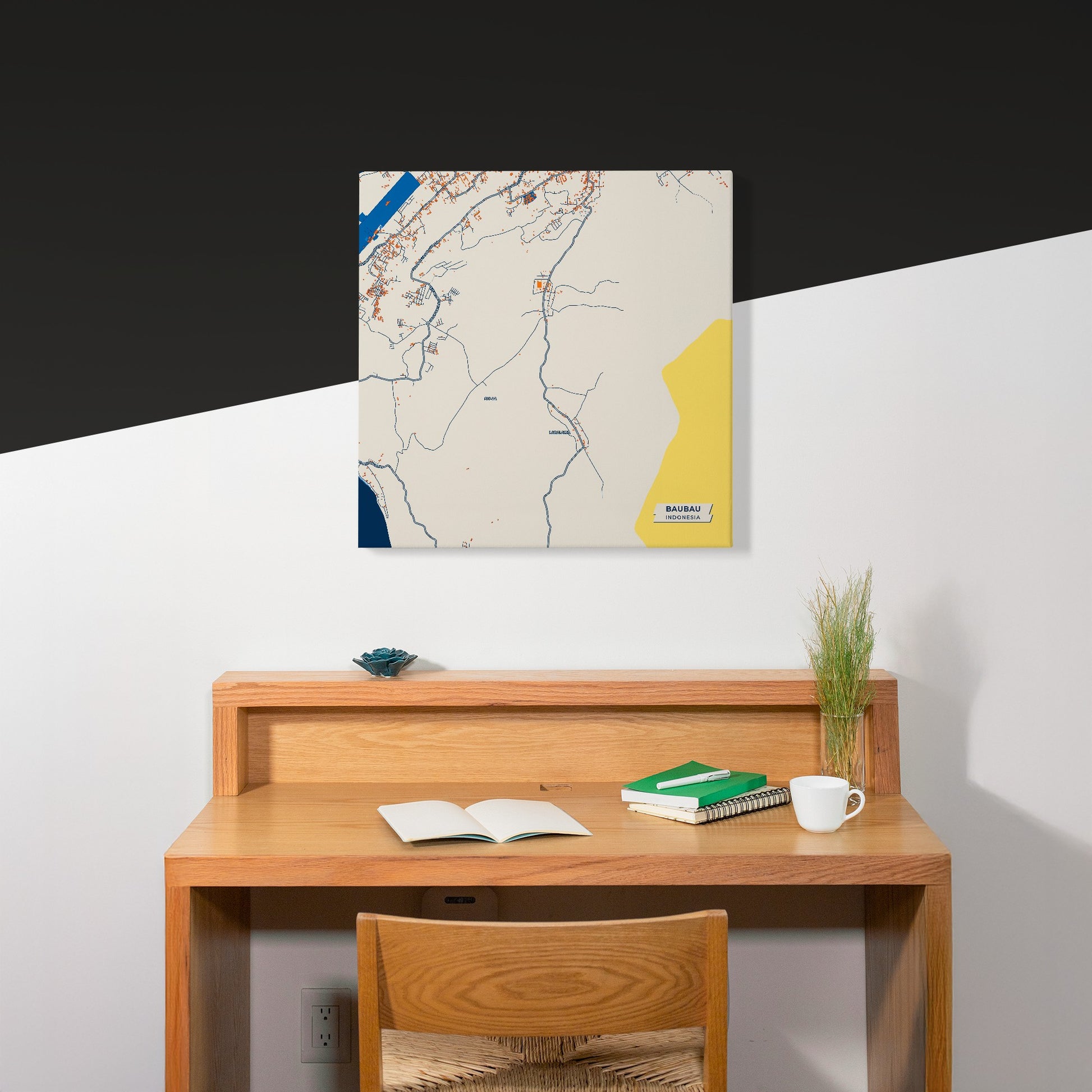 Baubau Indonesia Colorful City Map Canvas Print Scene