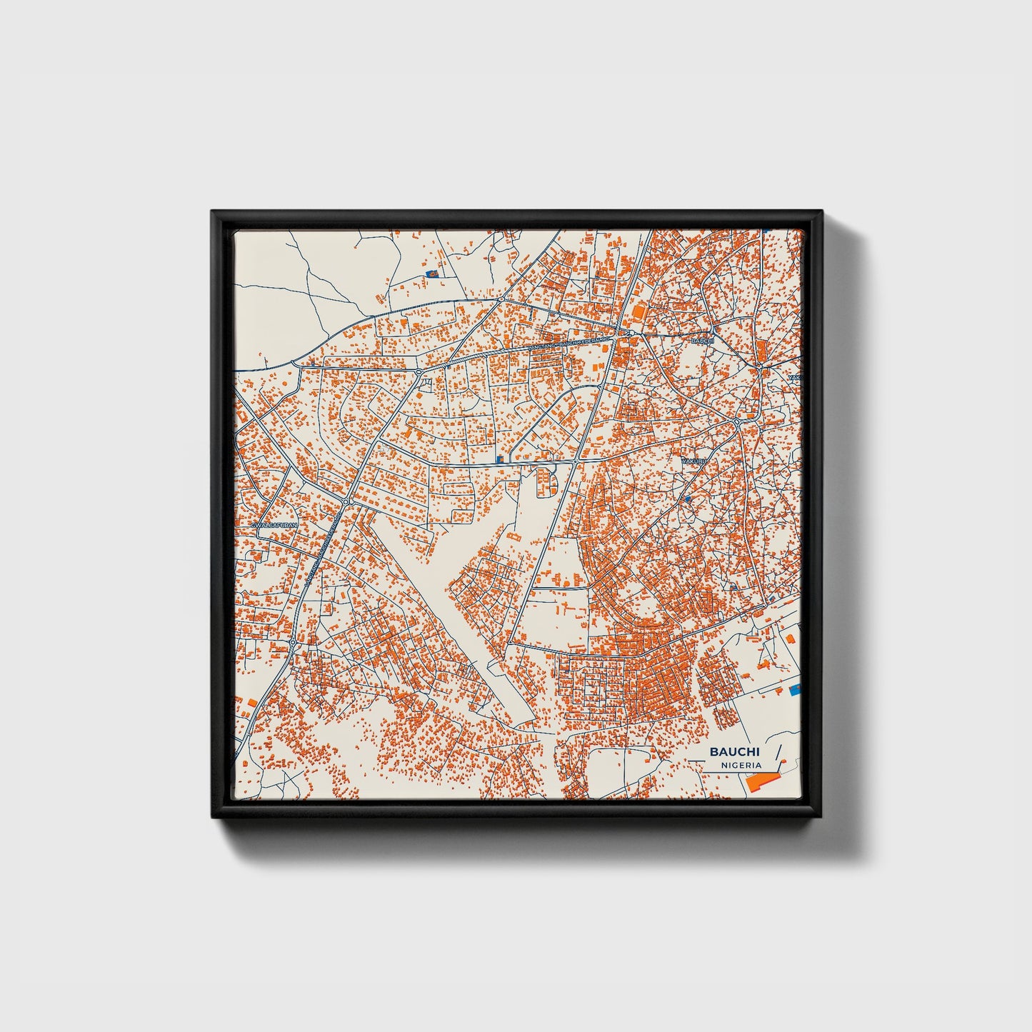 Bauchi Nigeria Colorful City Map Canvas Print • Black Framed