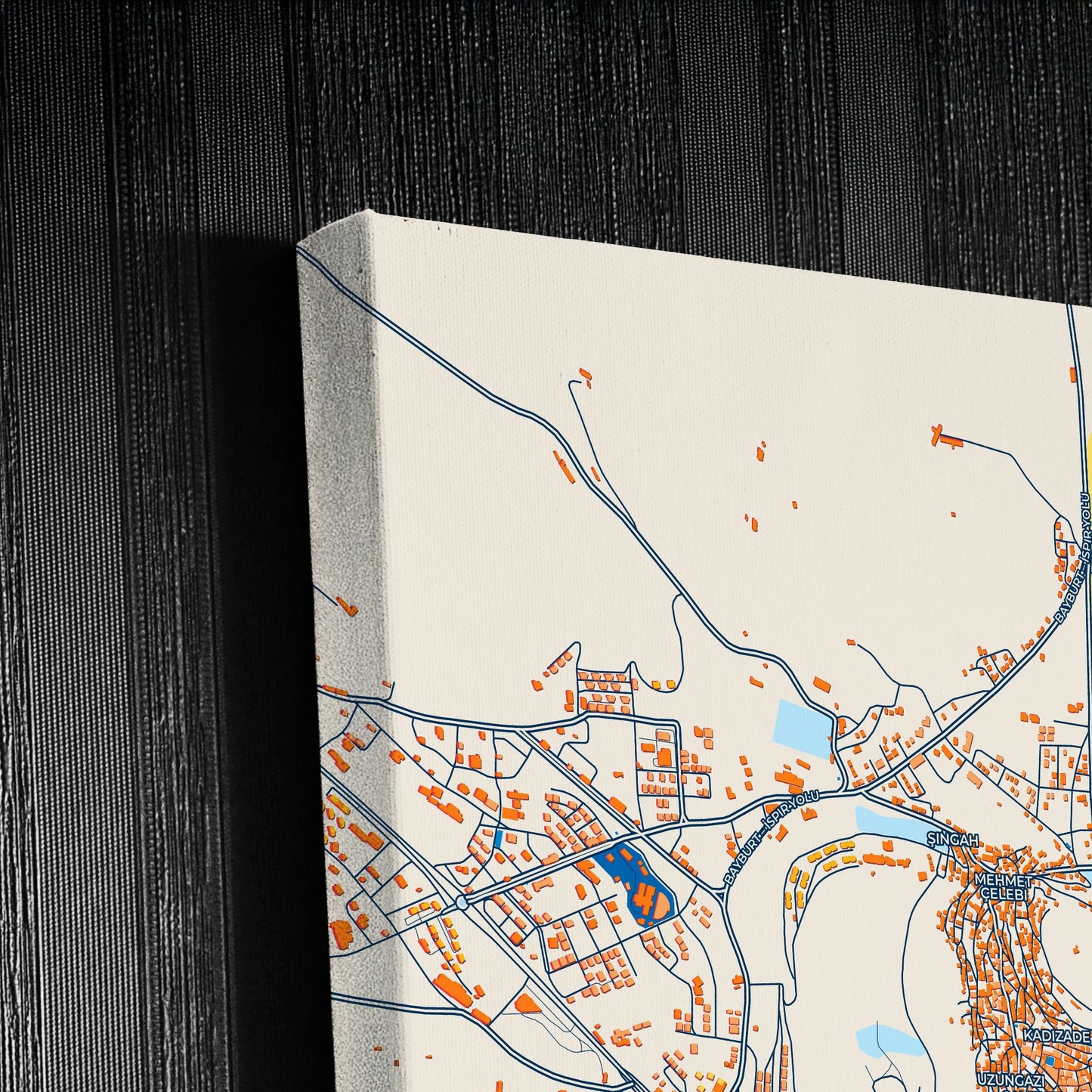 Bayburt Turkey Colorful City Map Canvas Print Detail