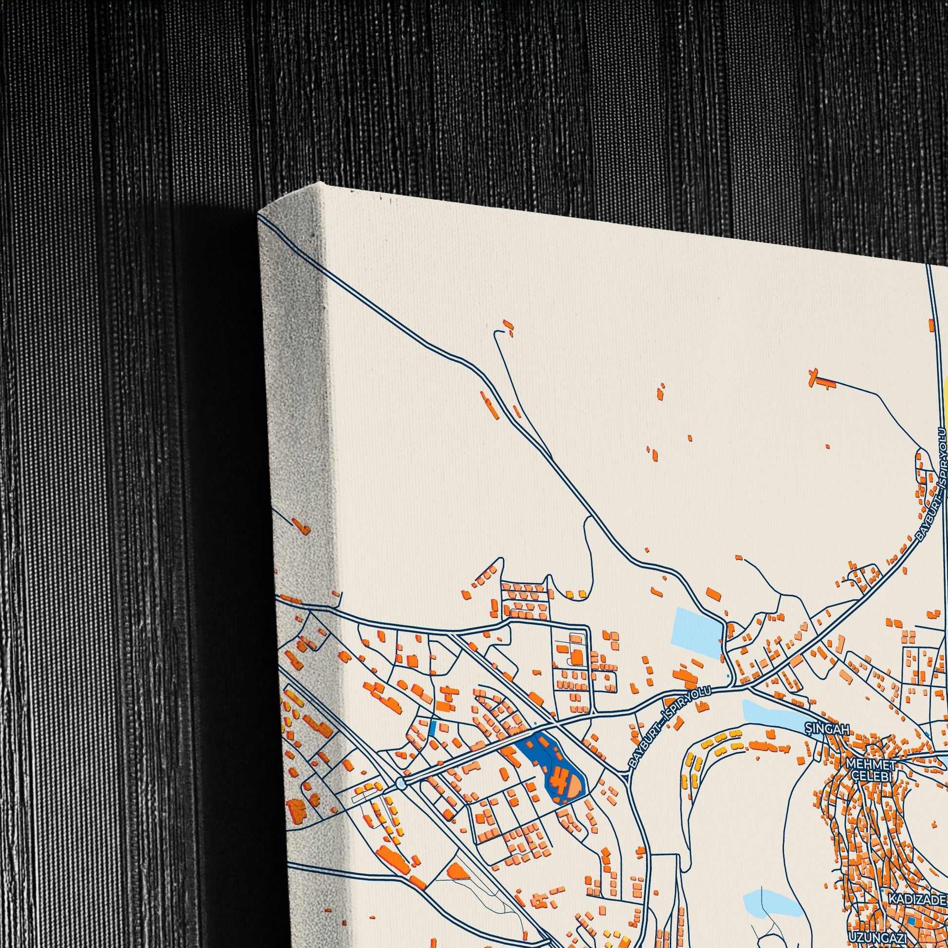 Bayburt Turkey Colorful City Map Canvas Print Detail