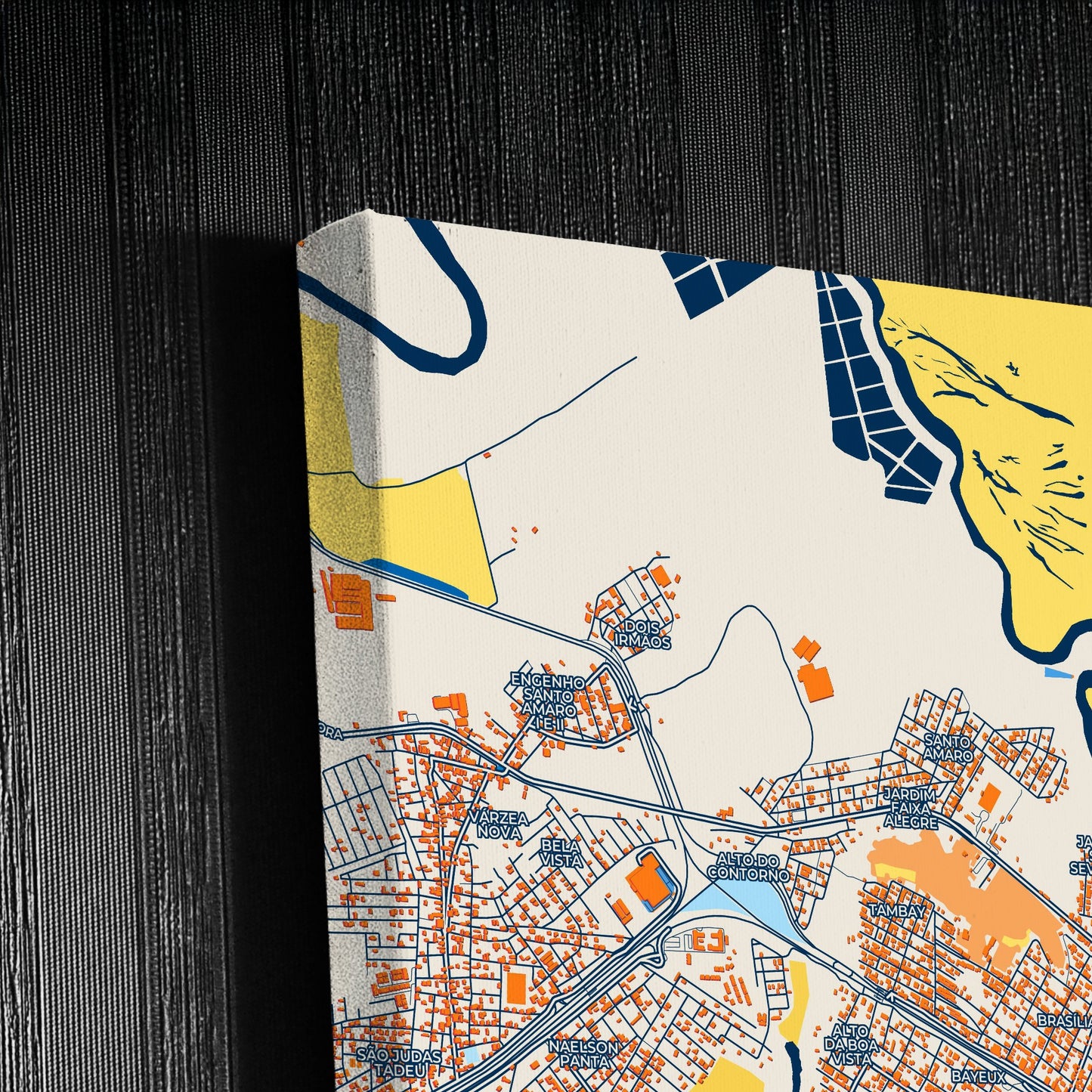 Bayeux Brazil Colorful City Map Canvas Print Detail