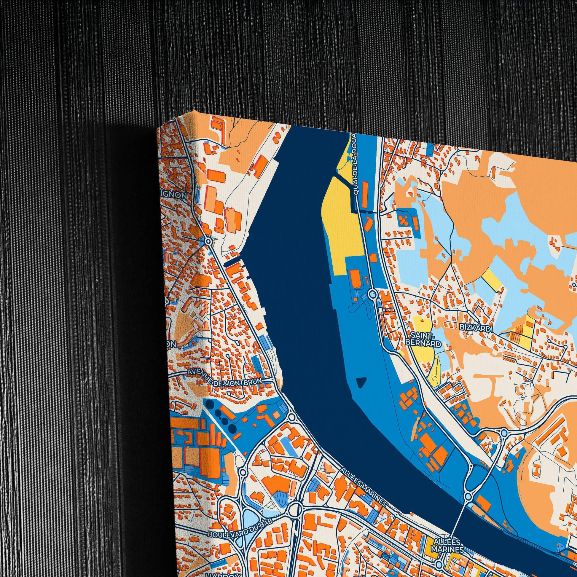 Bayonne France Colorful City Map Canvas Print Detail