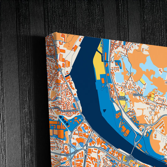 Bayonne France Colorful City Map Canvas Print Detail