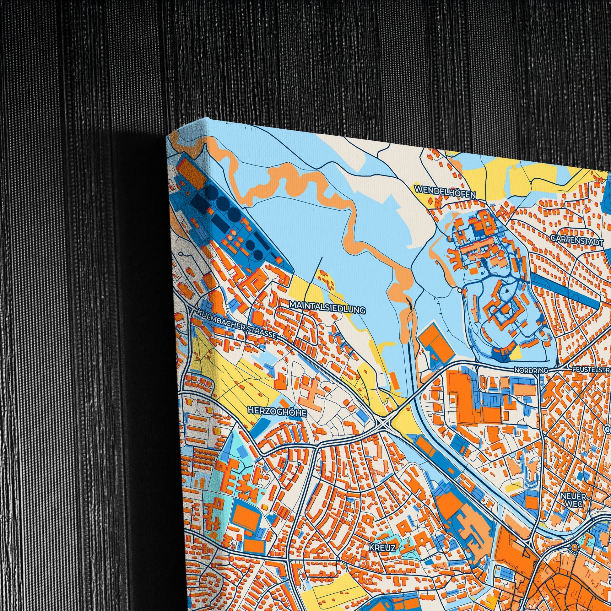 Bayreuth Germany Colorful City Map Canvas Print Detail