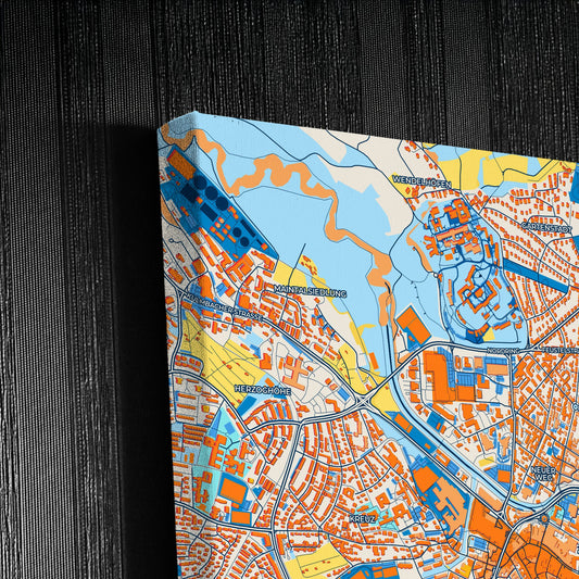 Bayreuth Germany Colorful City Map Canvas Print Detail