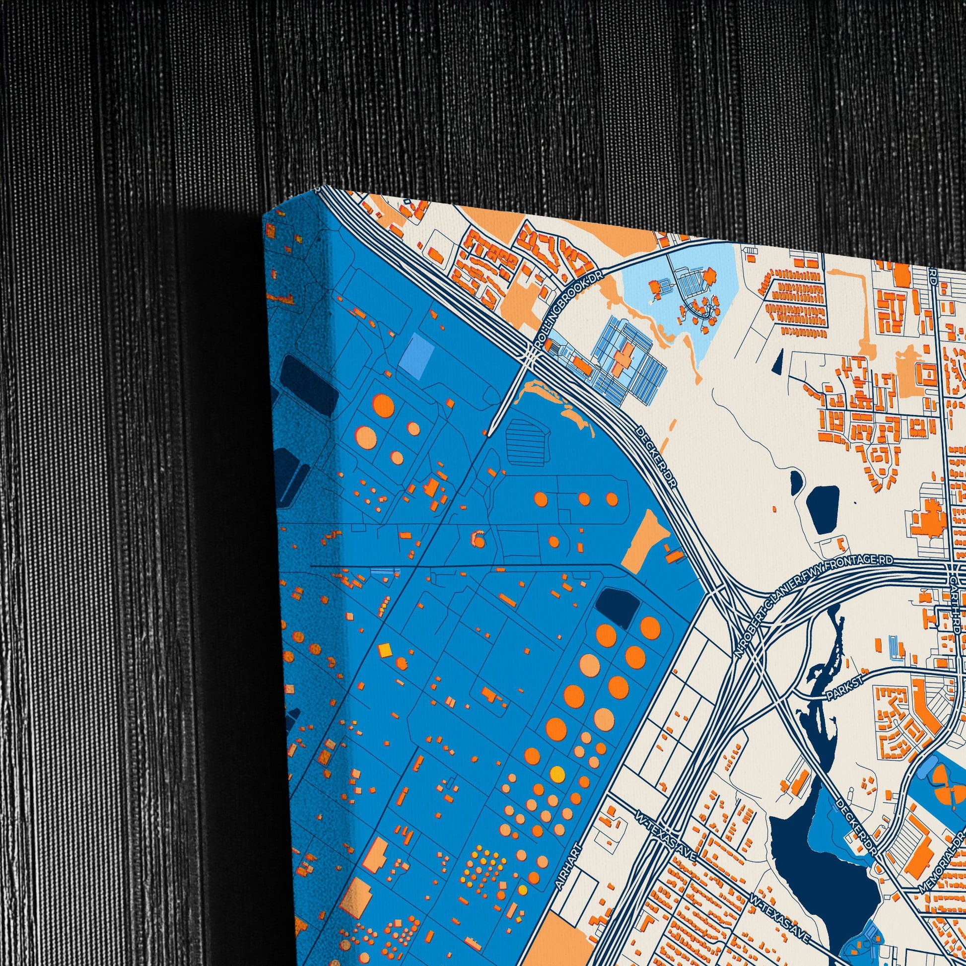 Baytown Texas Colorful City Map Canvas Print Detail