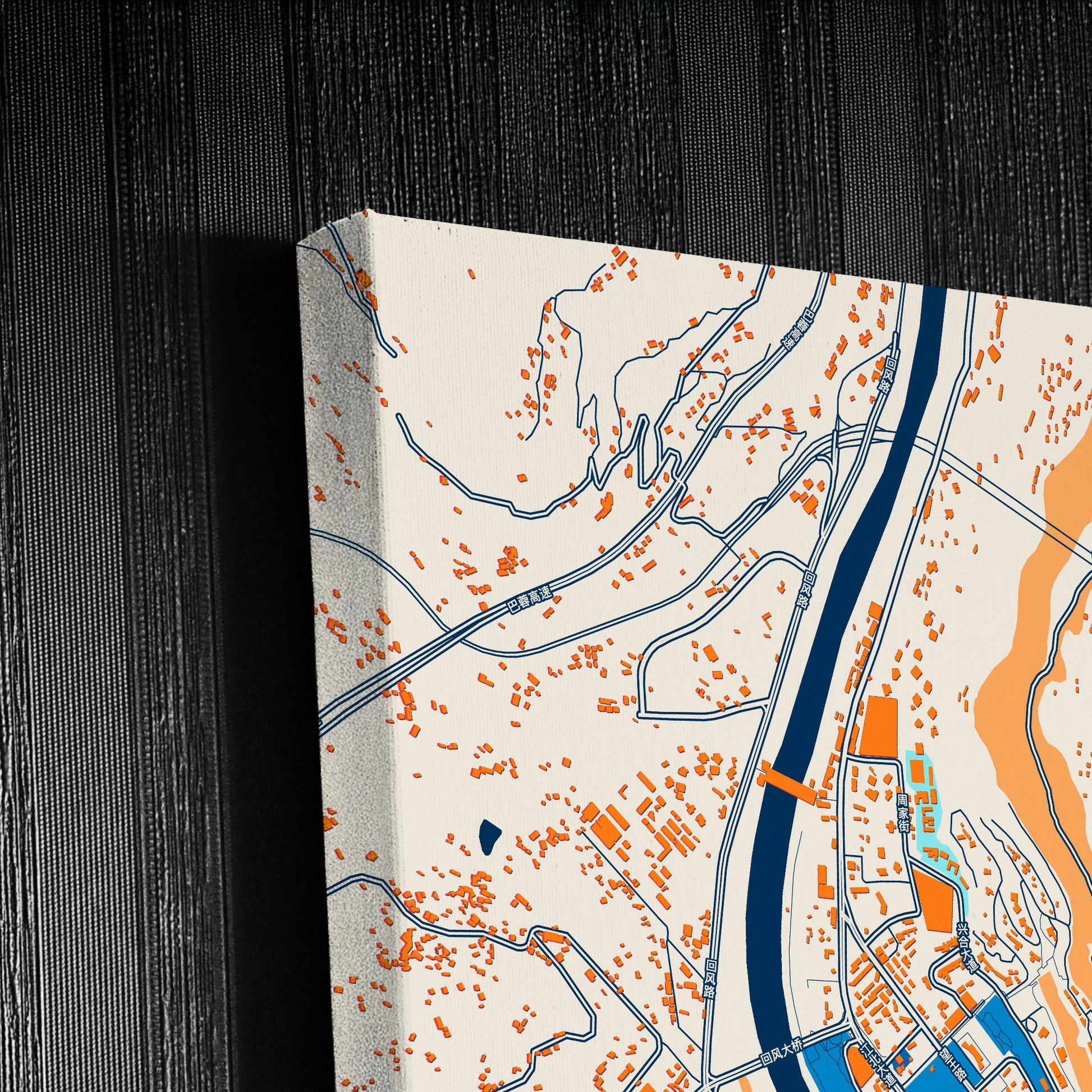 Bazhong China Colorful City Map Canvas Print Detail