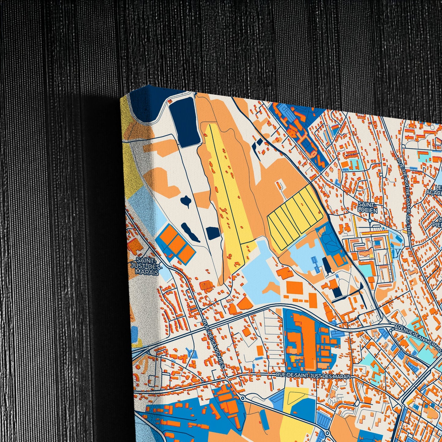 Beauvais France Colorful City Map Canvas Print Detail