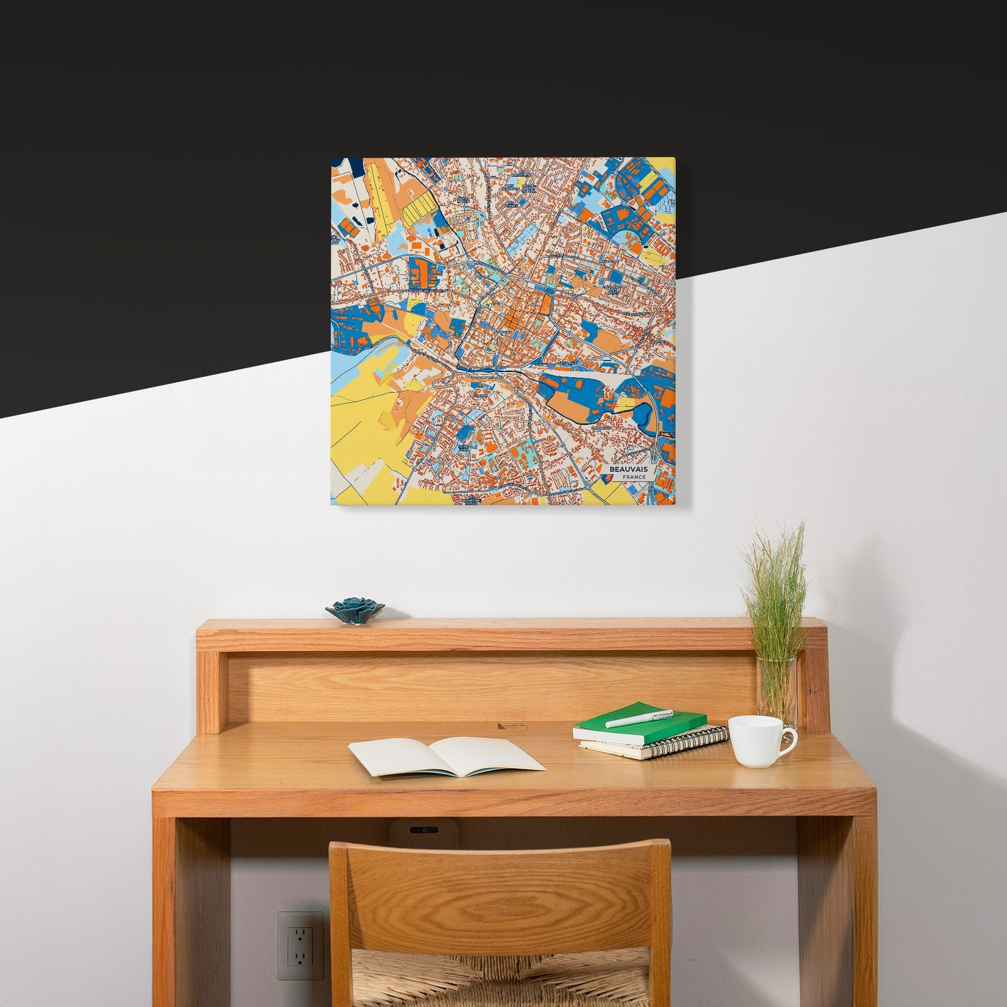 Beauvais France Colorful City Map Canvas Print Scene