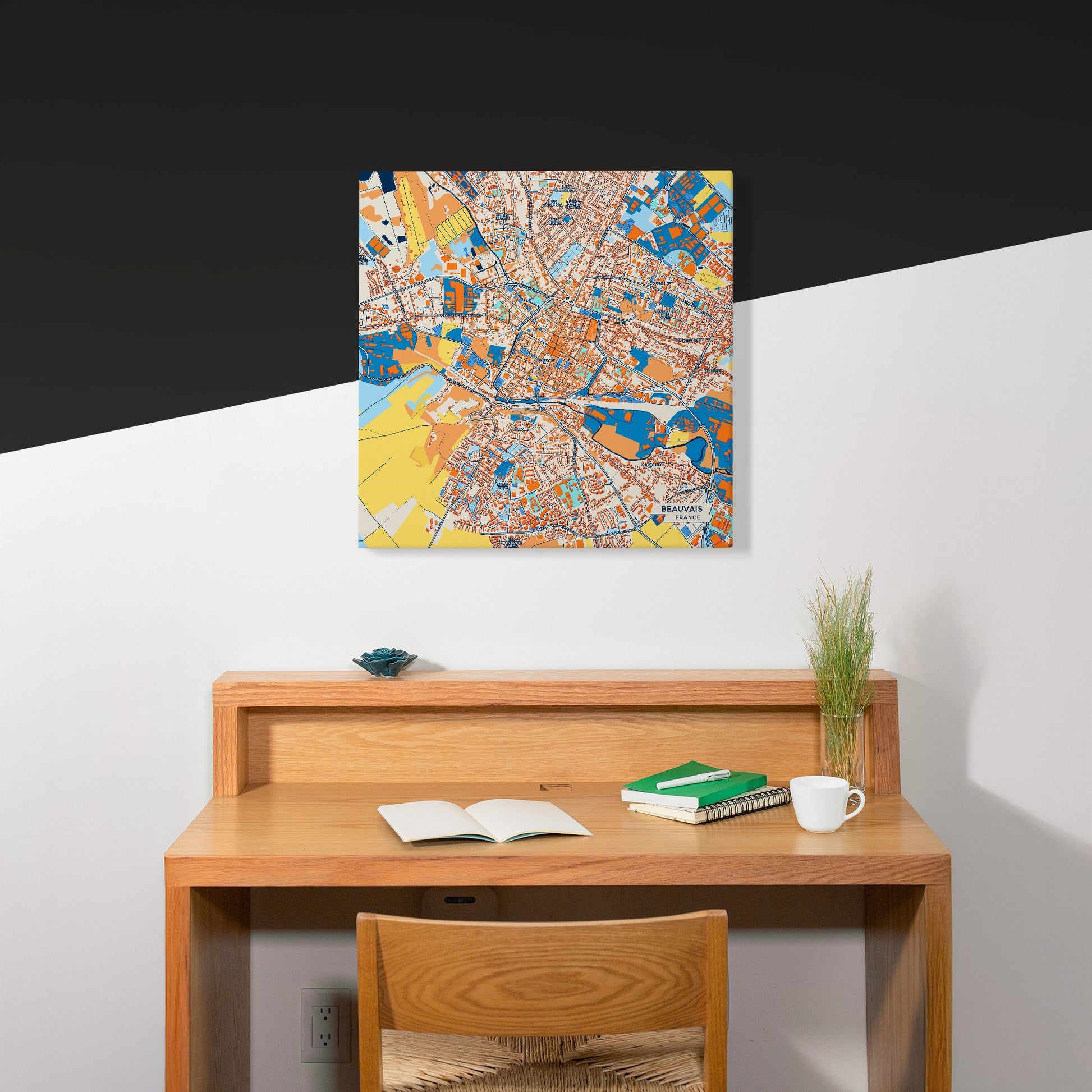 Beauvais France Colorful City Map Canvas Print Scene