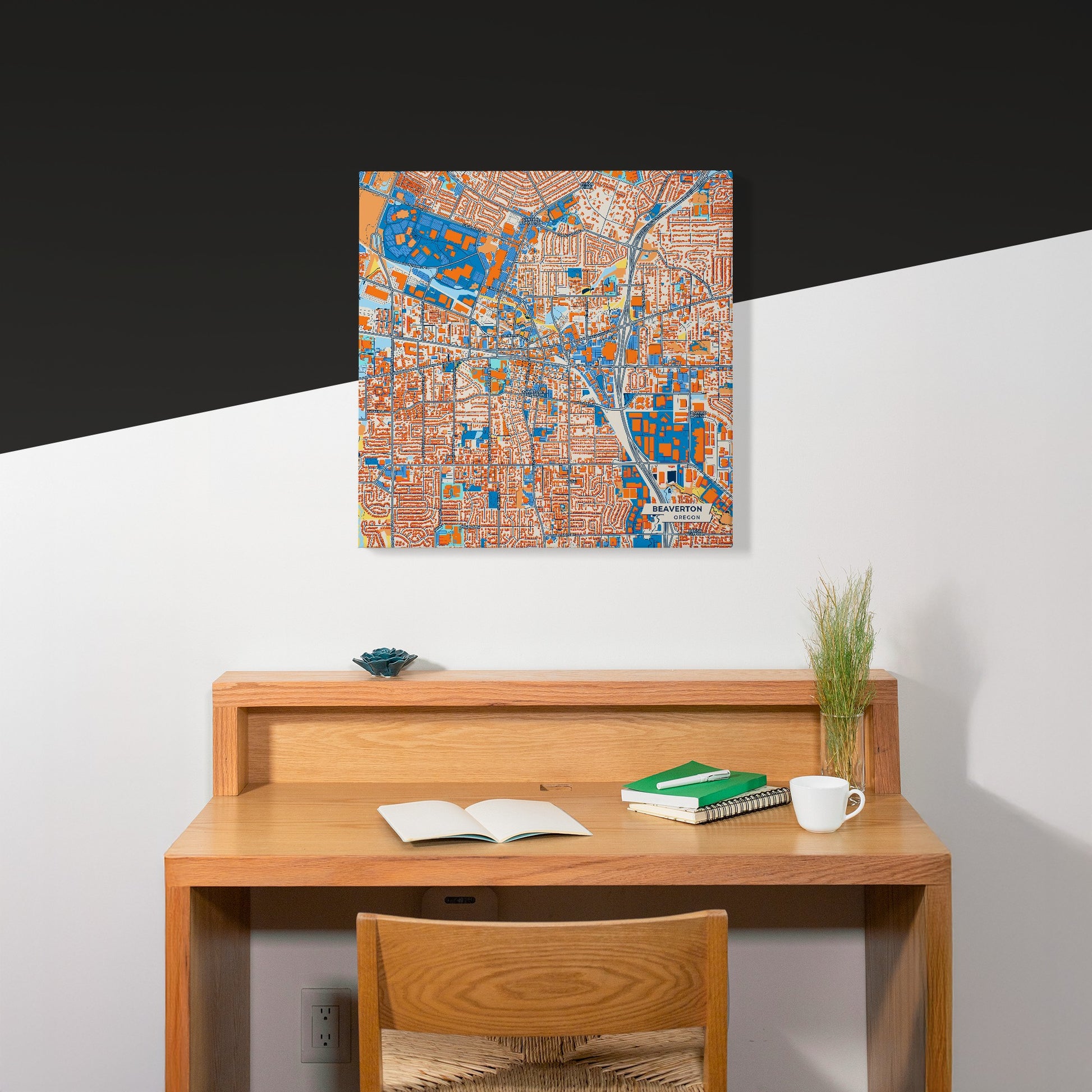 Beaverton Oregon Colorful City Map Canvas Print Scene