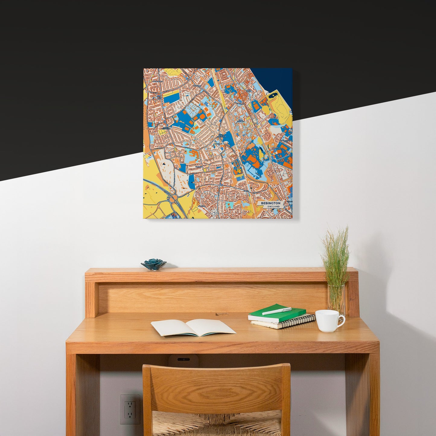 Bebington England Colorful City Map Canvas Print Scene