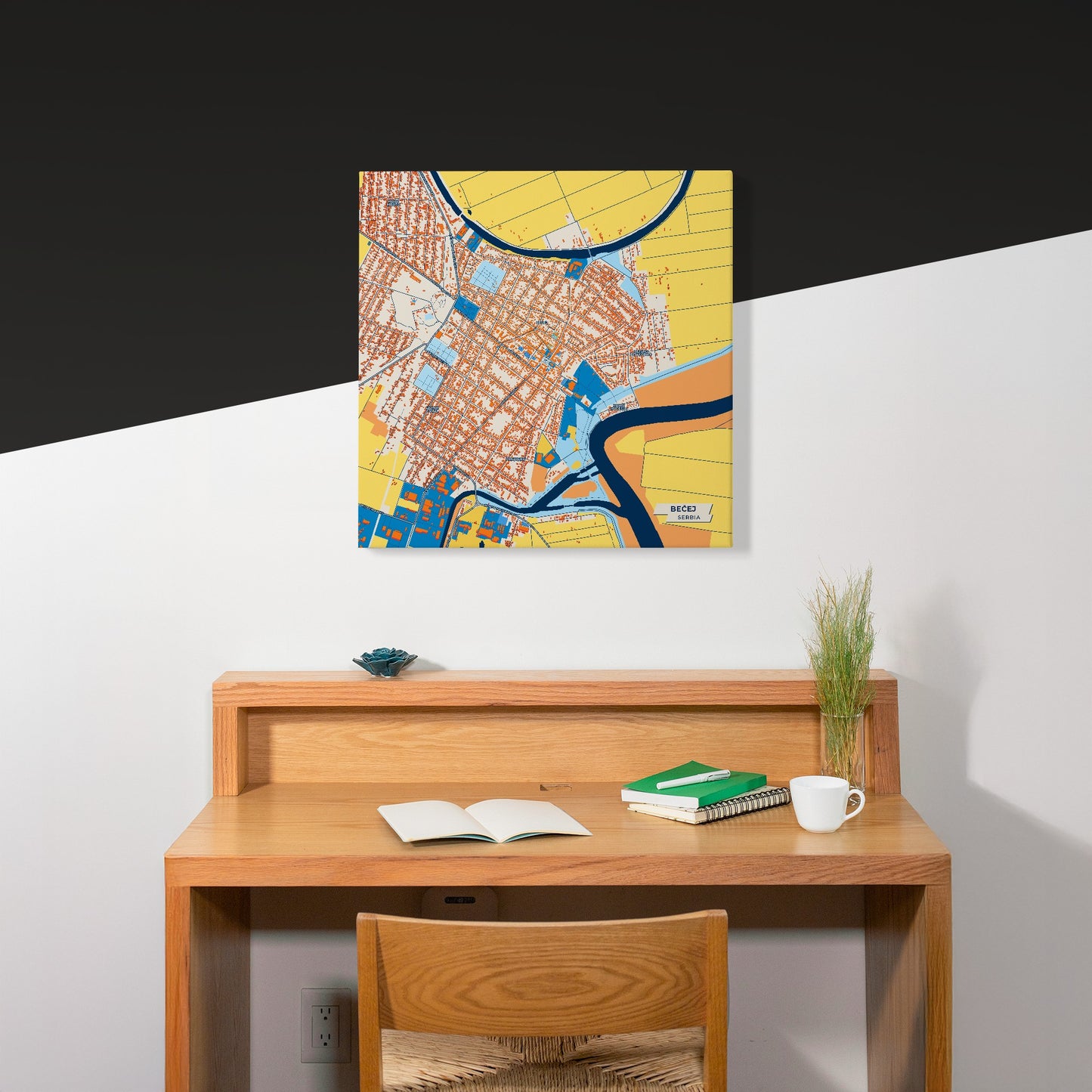 Бечеј Serbia Colorful City Map Canvas Print Scene