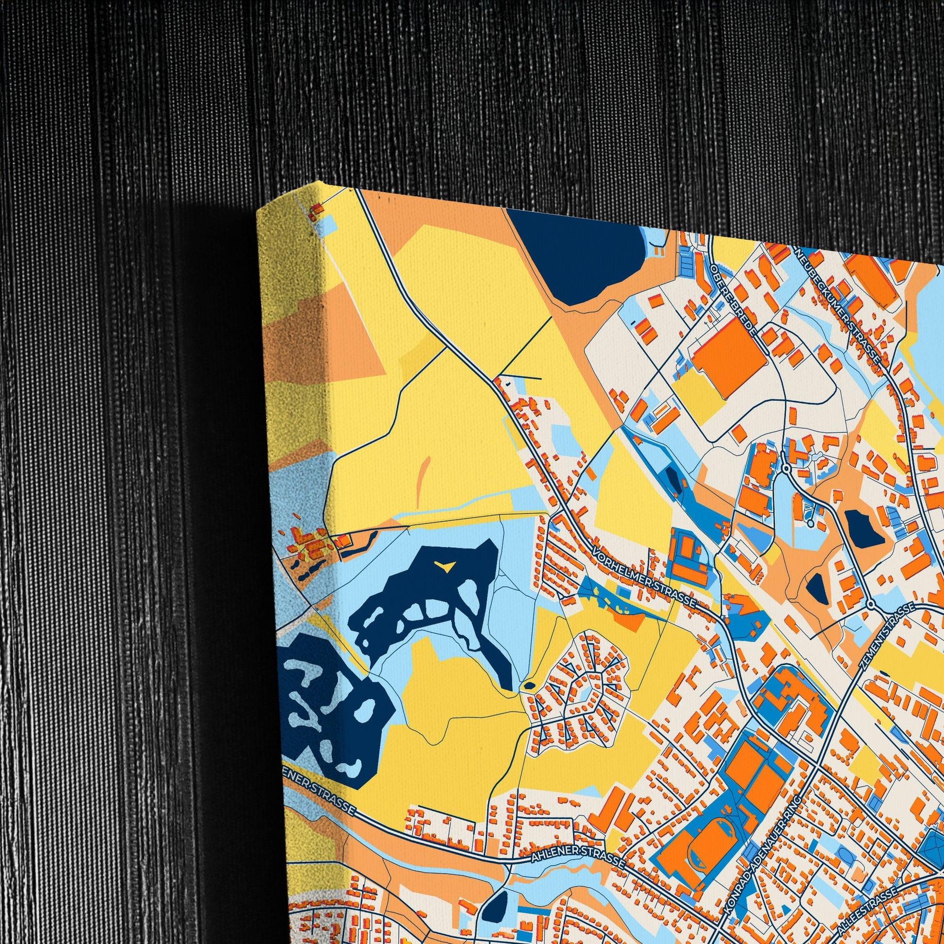 Beckum Germany Colorful City Map Canvas Print Detail