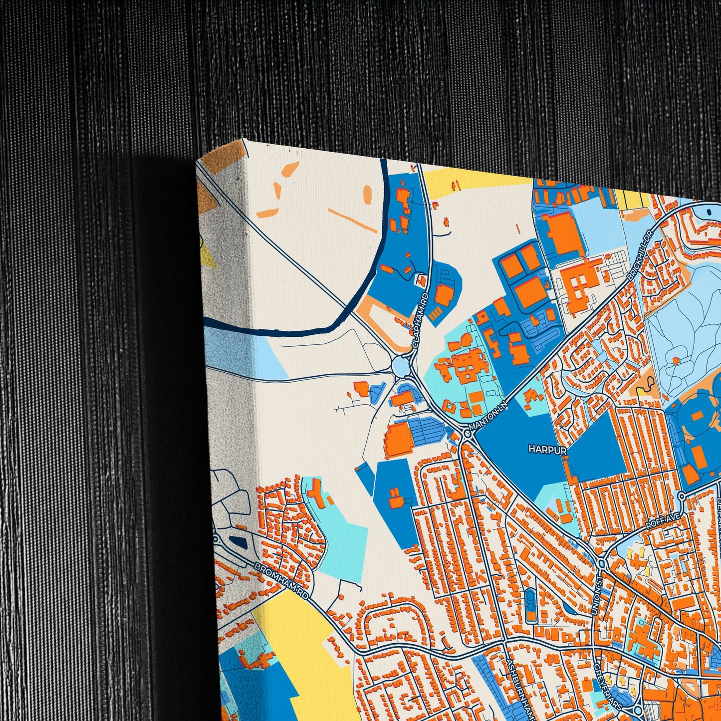 Bedford England Colorful City Map Canvas Print Detail