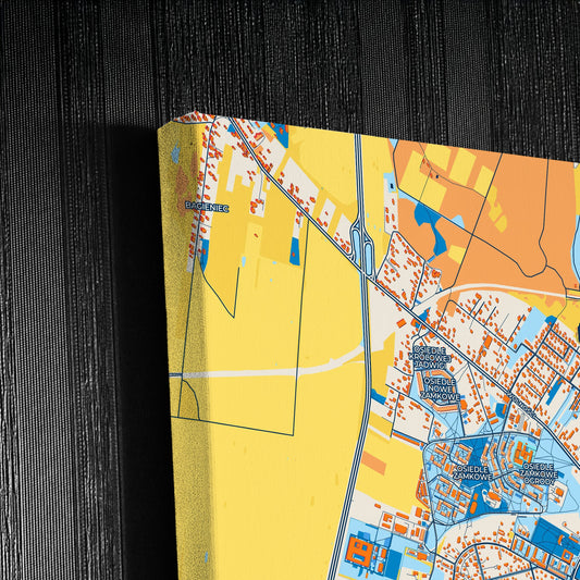 Będzin Poland Colorful City Map Canvas Print Detail