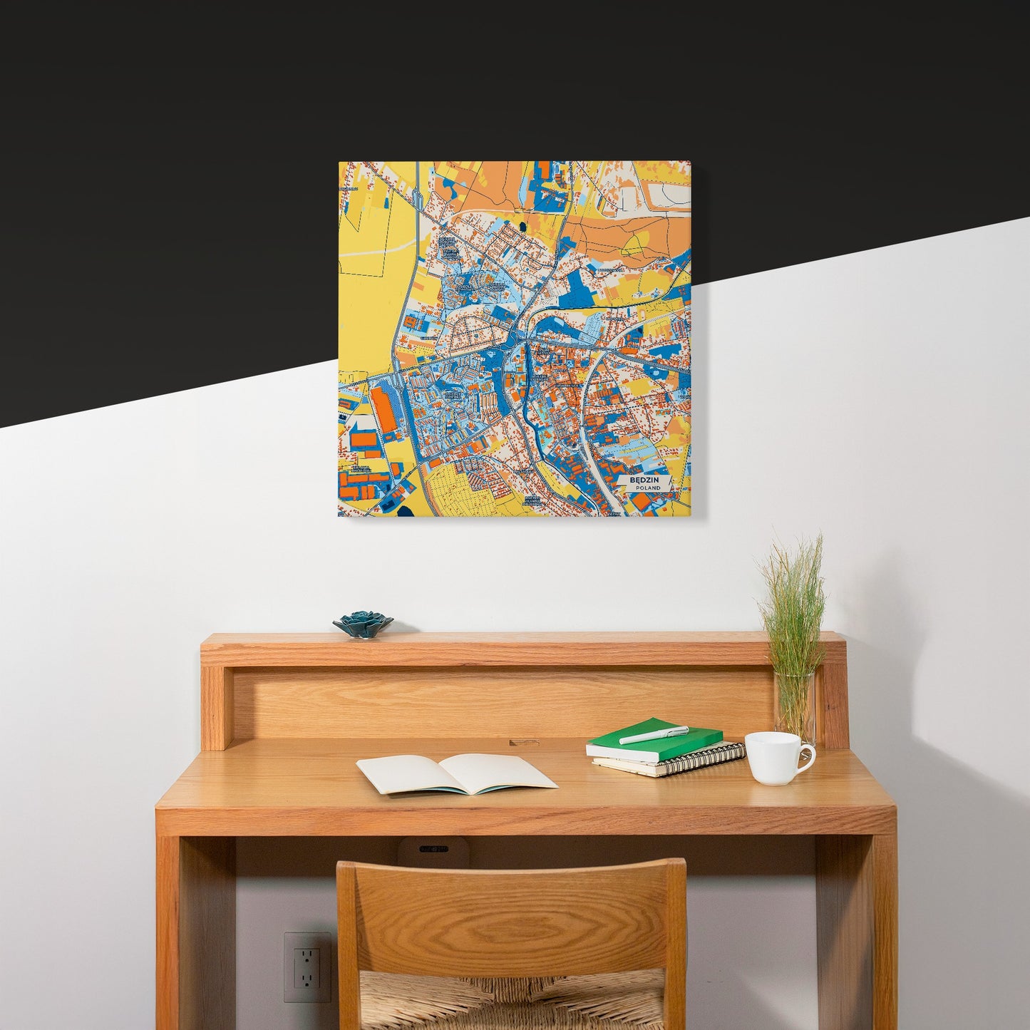 Będzin Poland Colorful City Map Canvas Print Scene