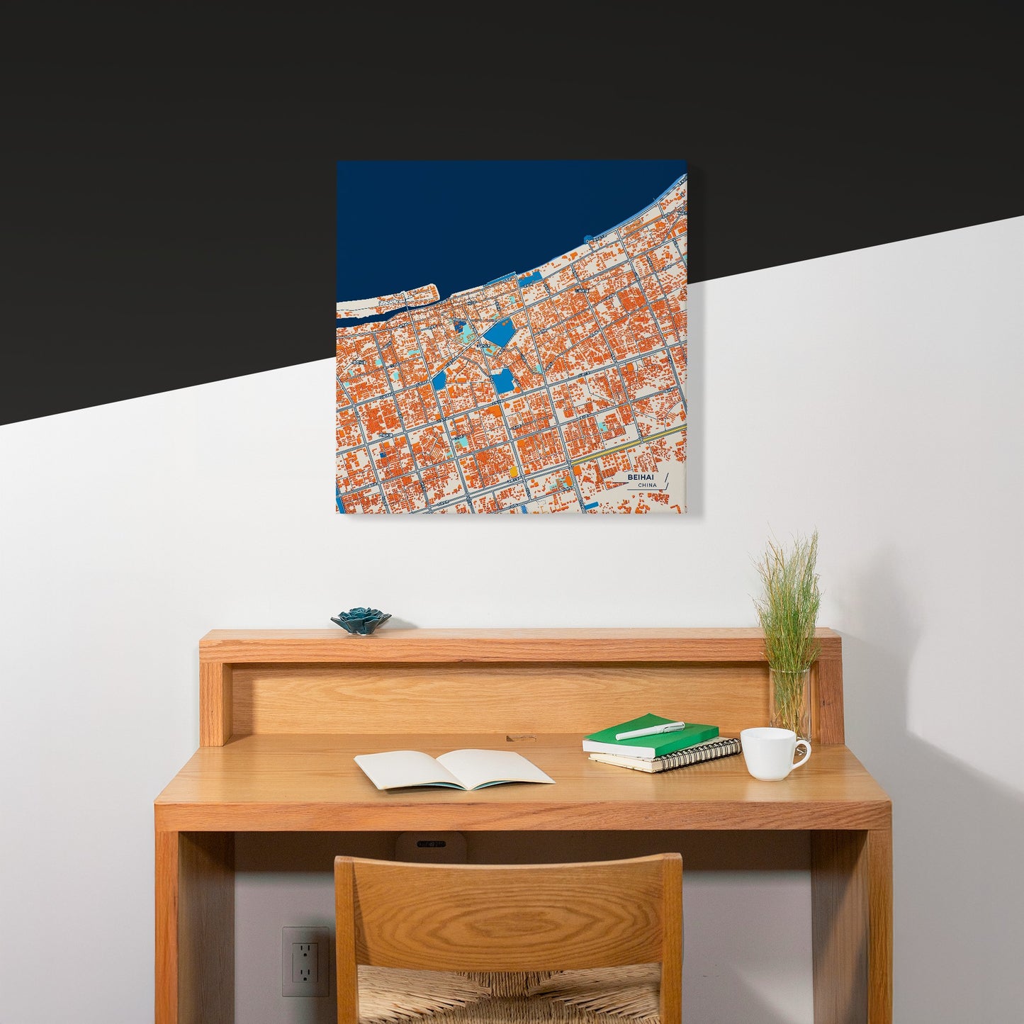 Beihai China Colorful City Map Canvas Print Scene