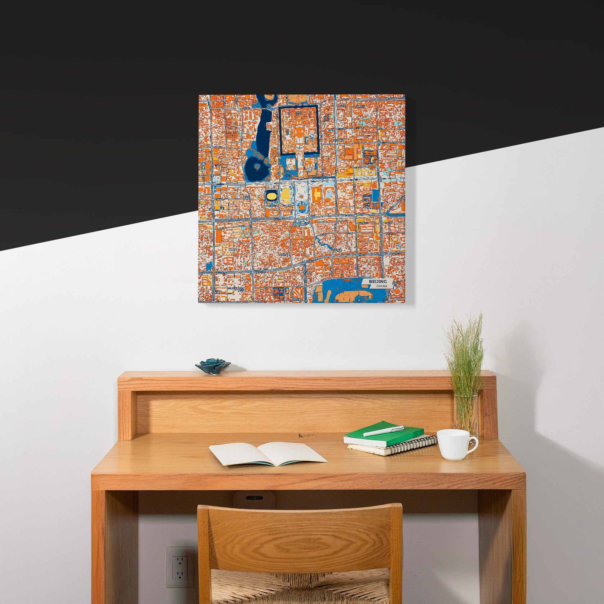 Beijing China Colorful City Map Canvas Print Scene