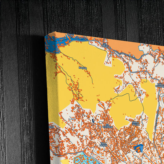 Bejaia Algeria Colorful City Map Canvas Print Detail
