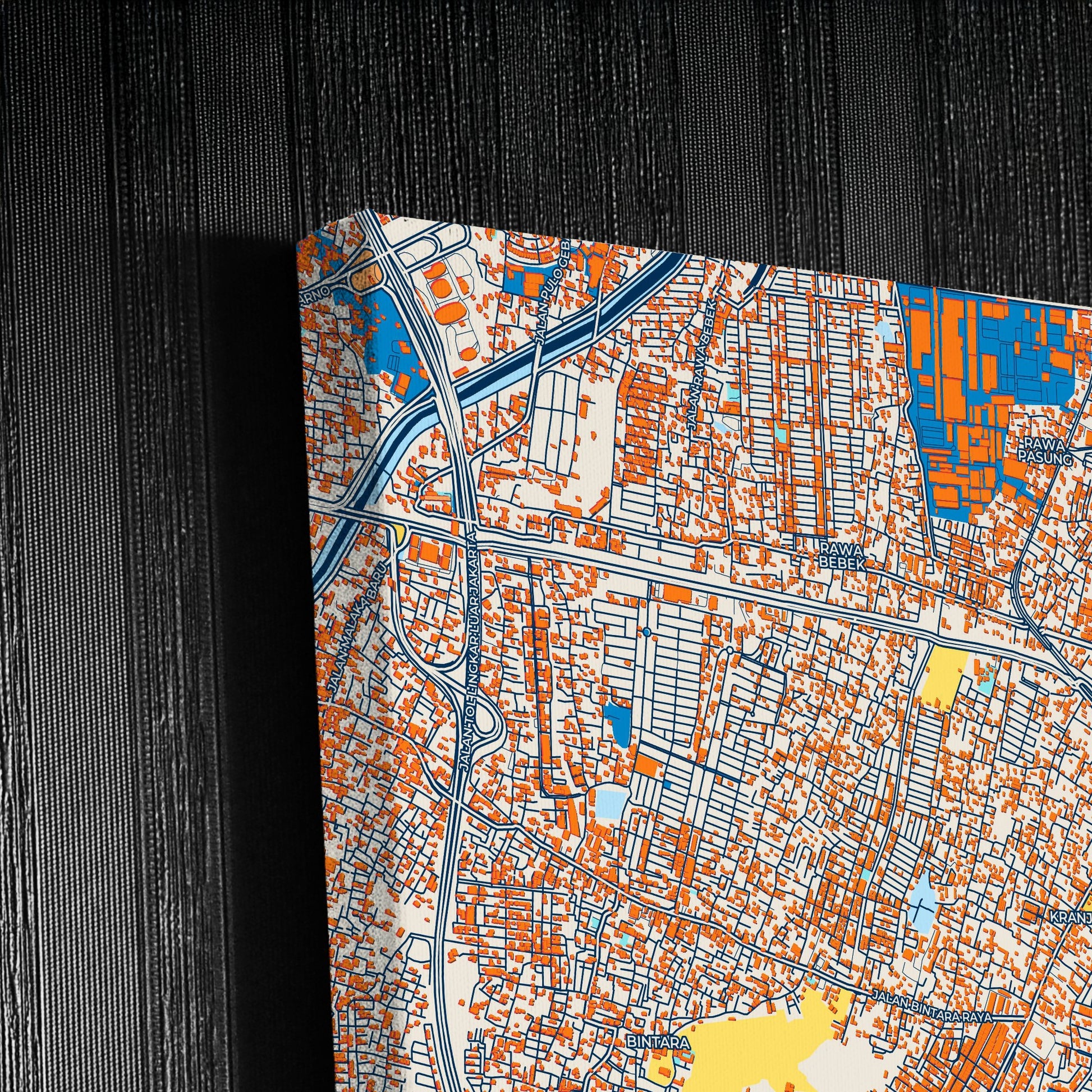 Bekasi Indonesia Colorful City Map Canvas Print Detail