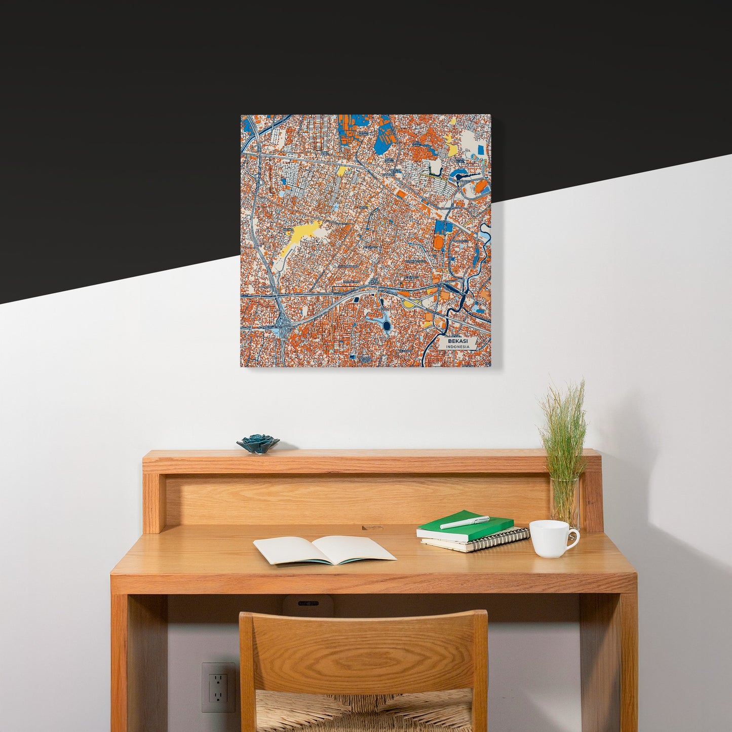 Bekasi Indonesia Colorful City Map Canvas Print Scene