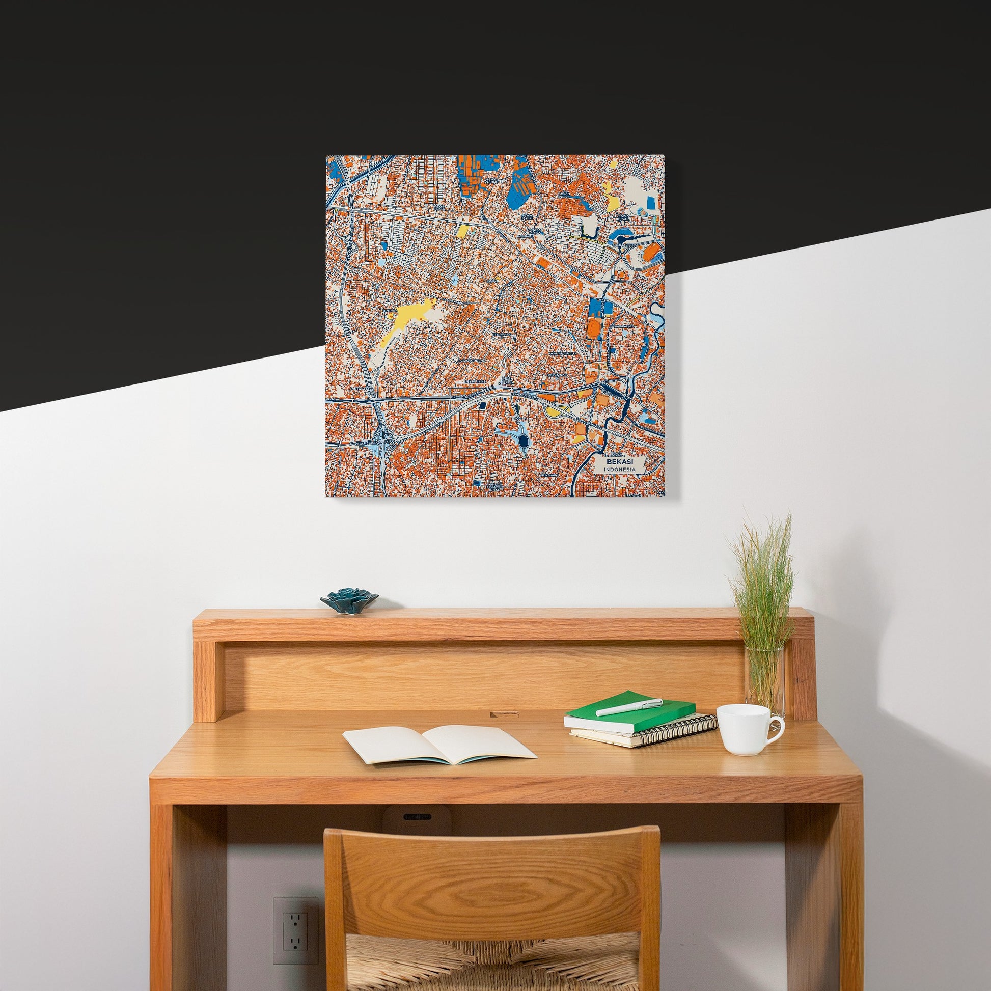 Bekasi Indonesia Colorful City Map Canvas Print Scene