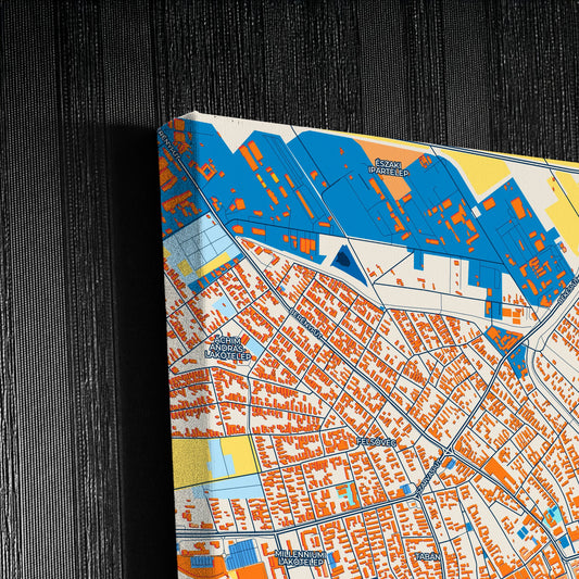 Békéscsaba Hungary Colorful City Map Canvas Print Detail