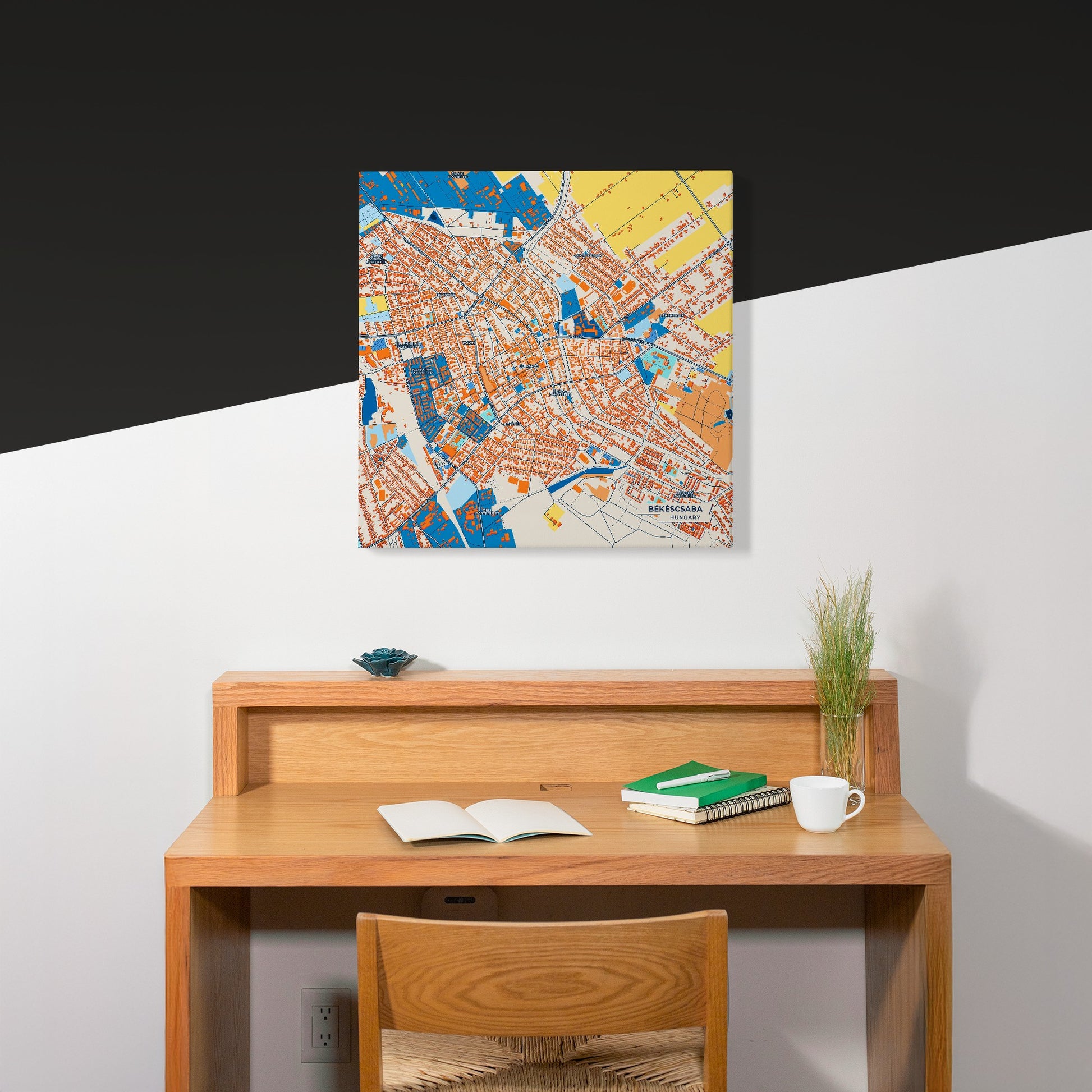 Békéscsaba Hungary Colorful City Map Canvas Print Scene